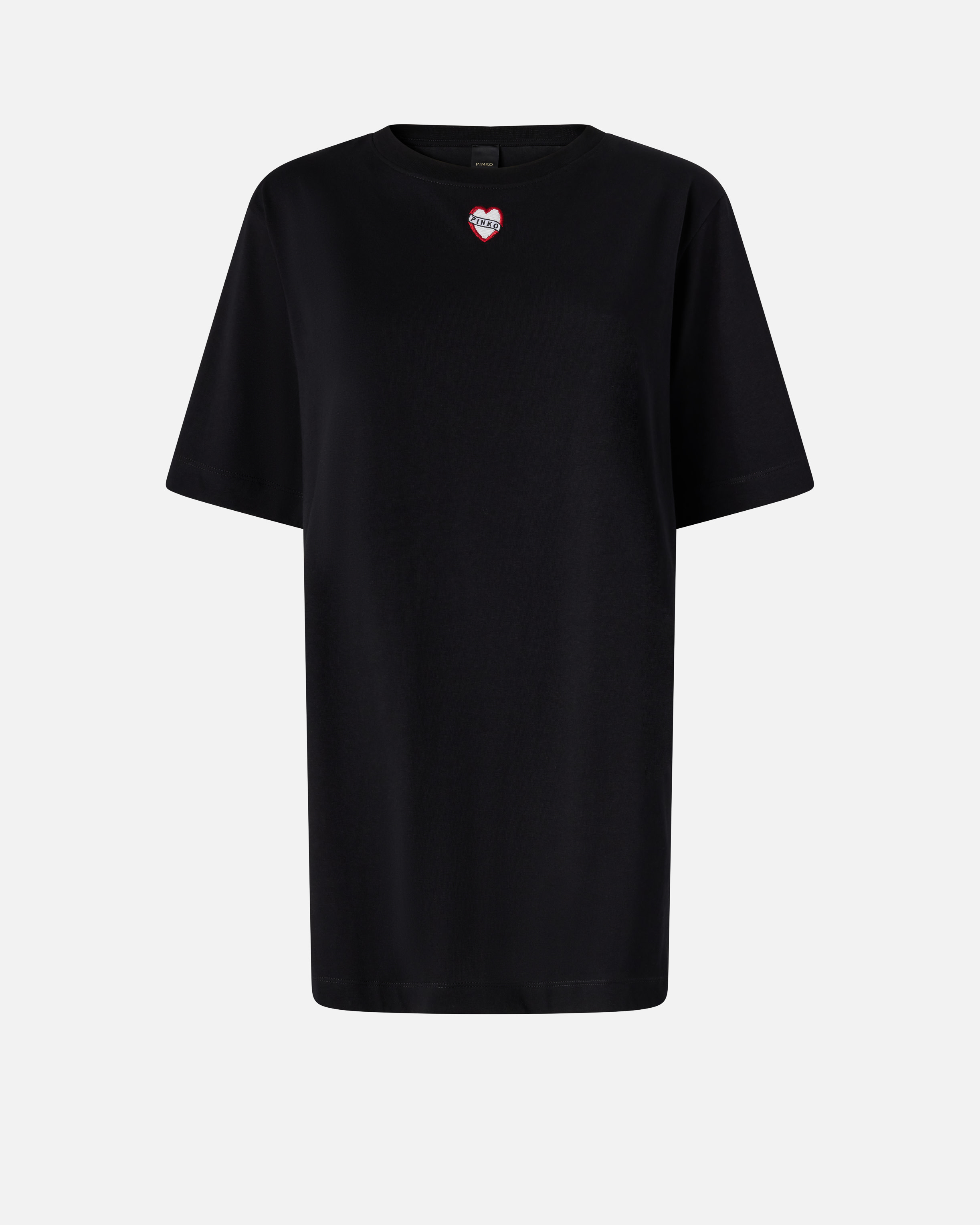 Oversized long t-shirt with print and embroidery PINKO Black