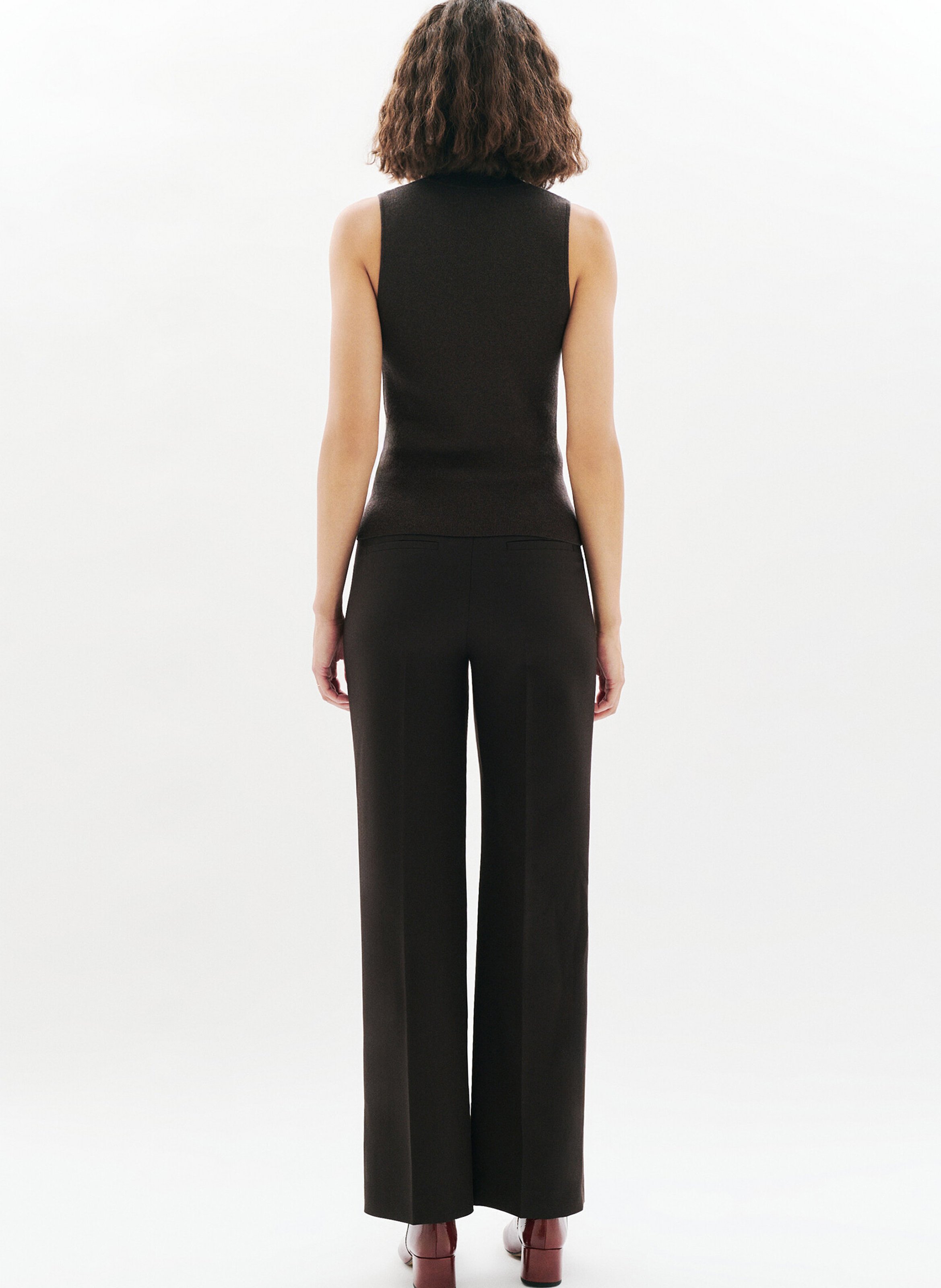 Pull col rond en laine mélangée CAROLL Marron