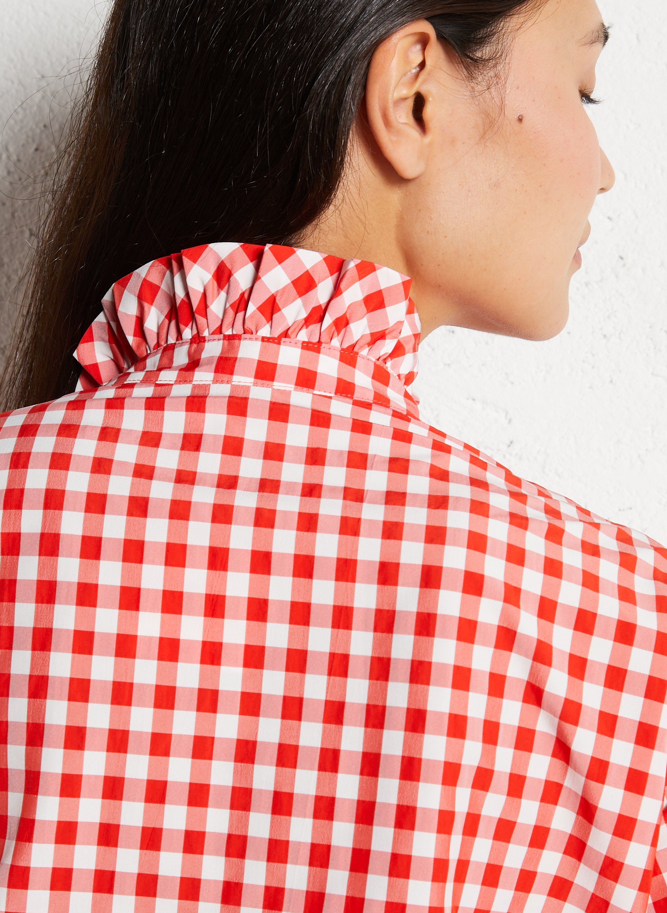 Chemise droite à carreaux en coton  DR BLOOM Rouge