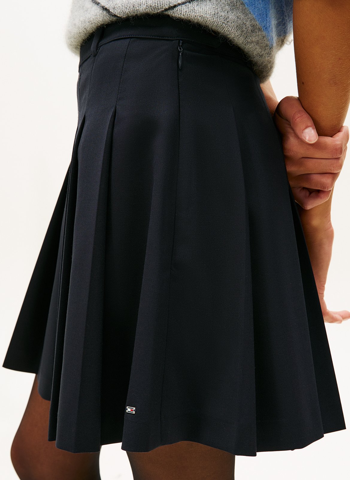 Jupe courte plissée unie TOMMY HILFIGER Bleu