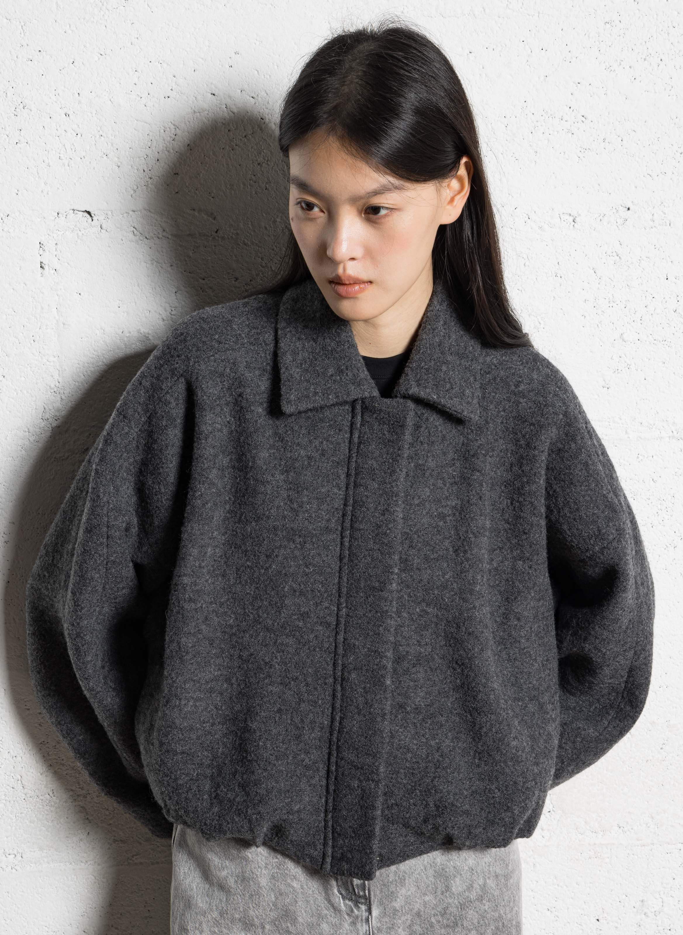 Oversized jas met klassieke kraag van wol IKKS Grijs