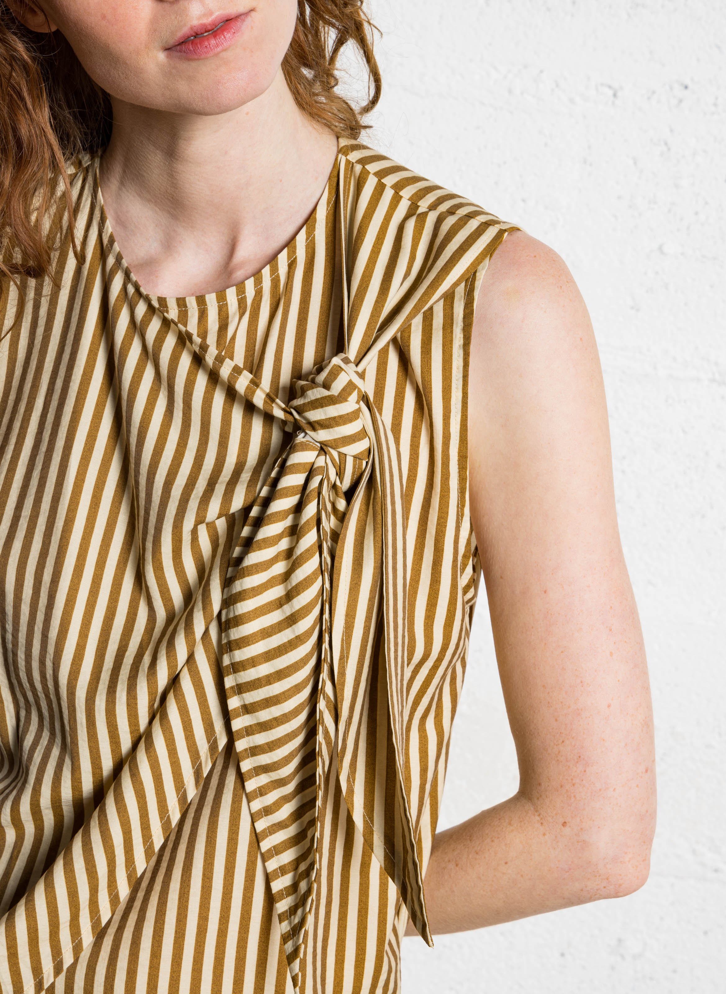 Top droit col rond à rayures SUNCOO Beige