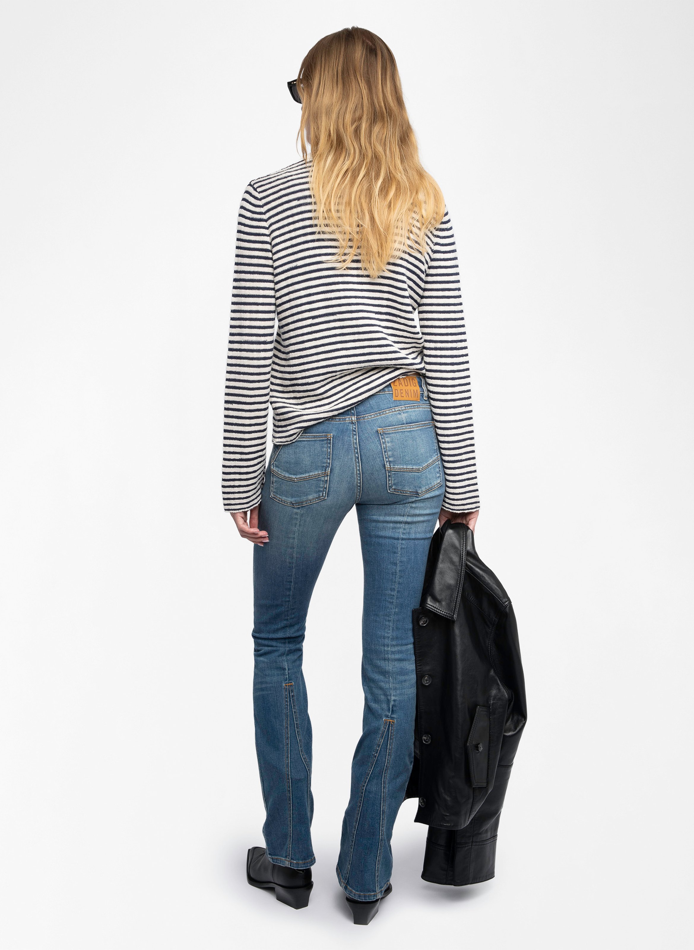 Pull boutonné rayé en coton mélangé ZADIG&VOLTAIRE Bleu