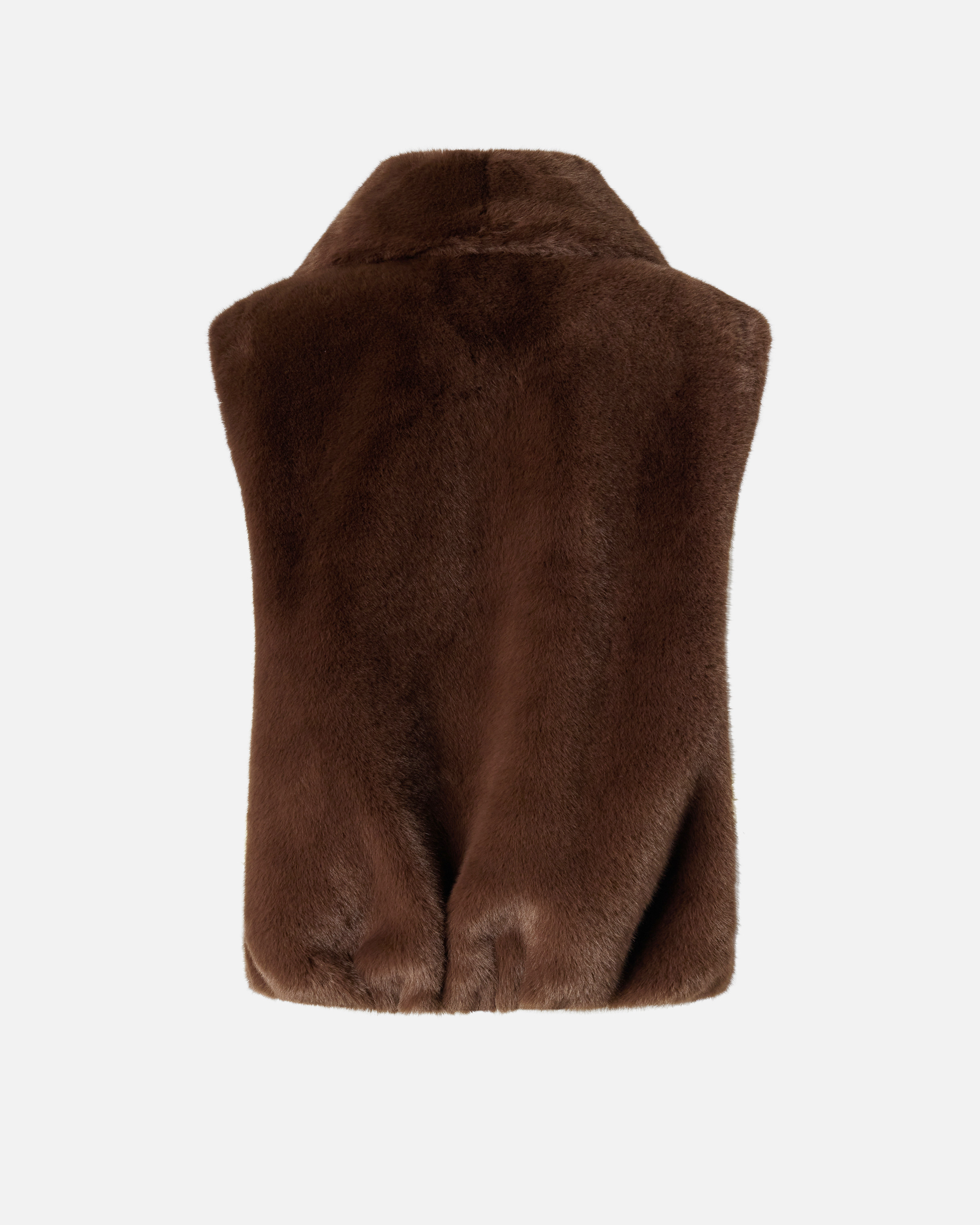Zip-up faux fur vest PINKO Brown
