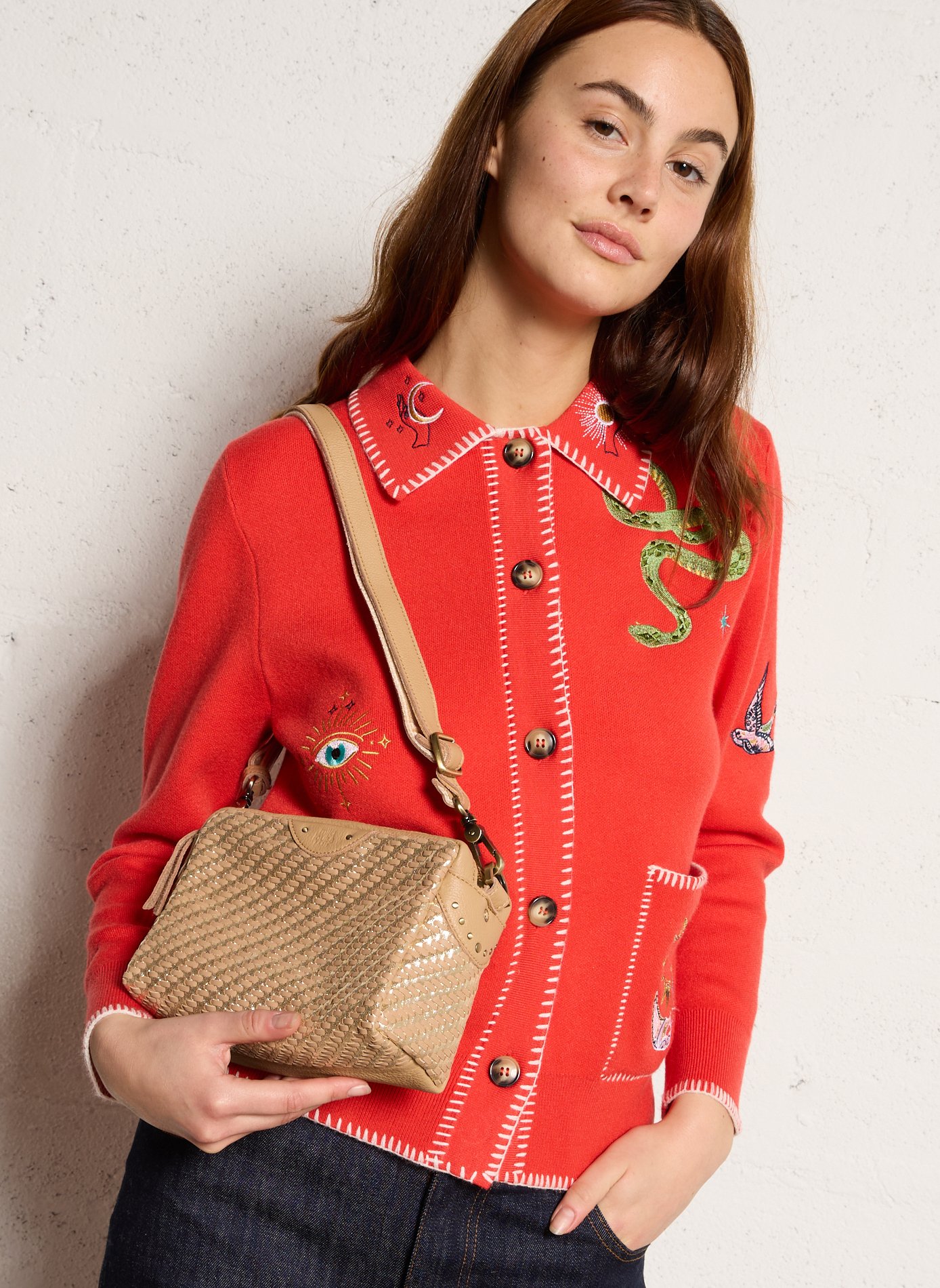 Dori leather shoulder bag MILA LOUISE Beige