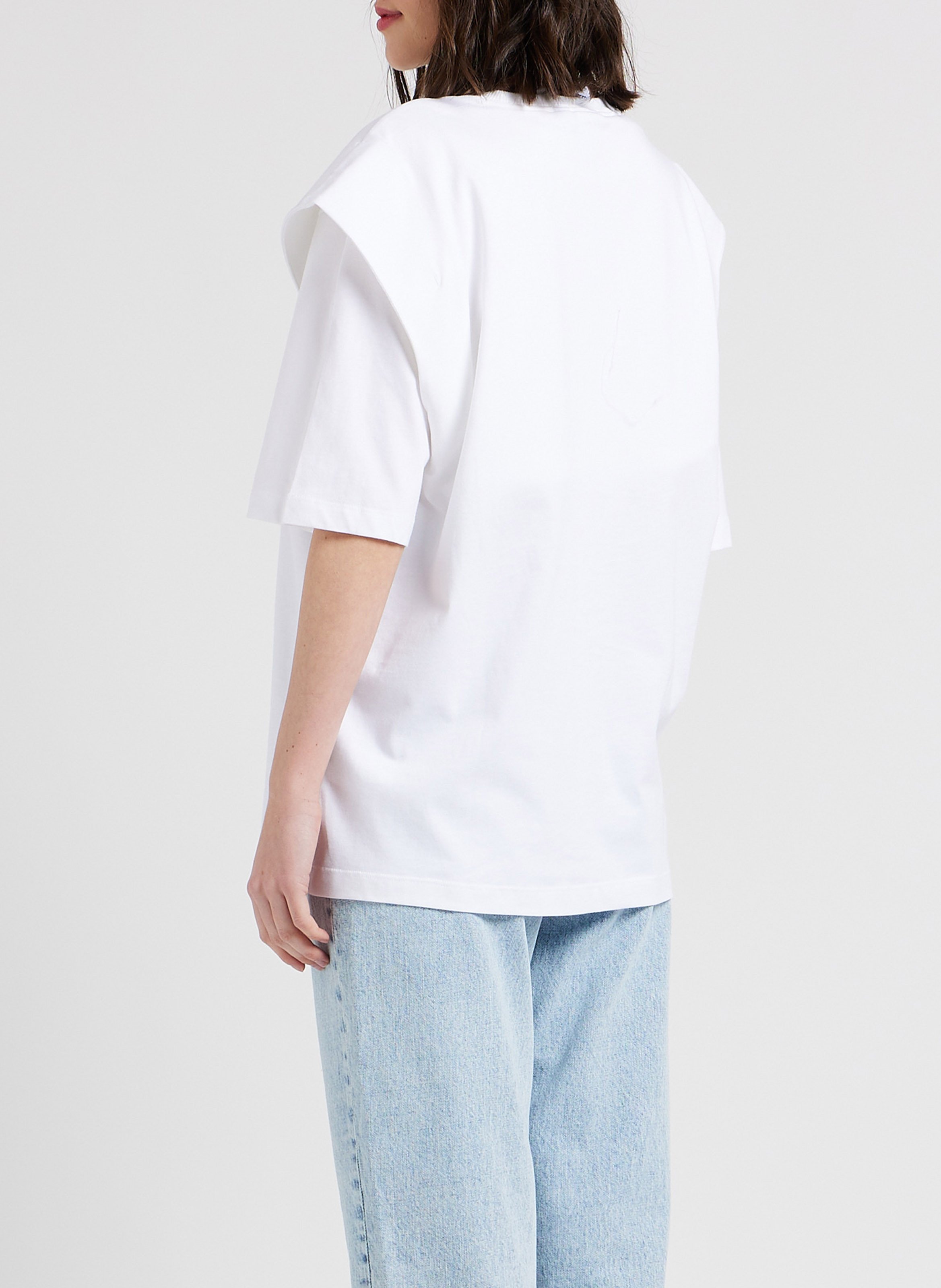 Tee-shirt col rond logo sérigraphié en coton  ADIDAS Blanc