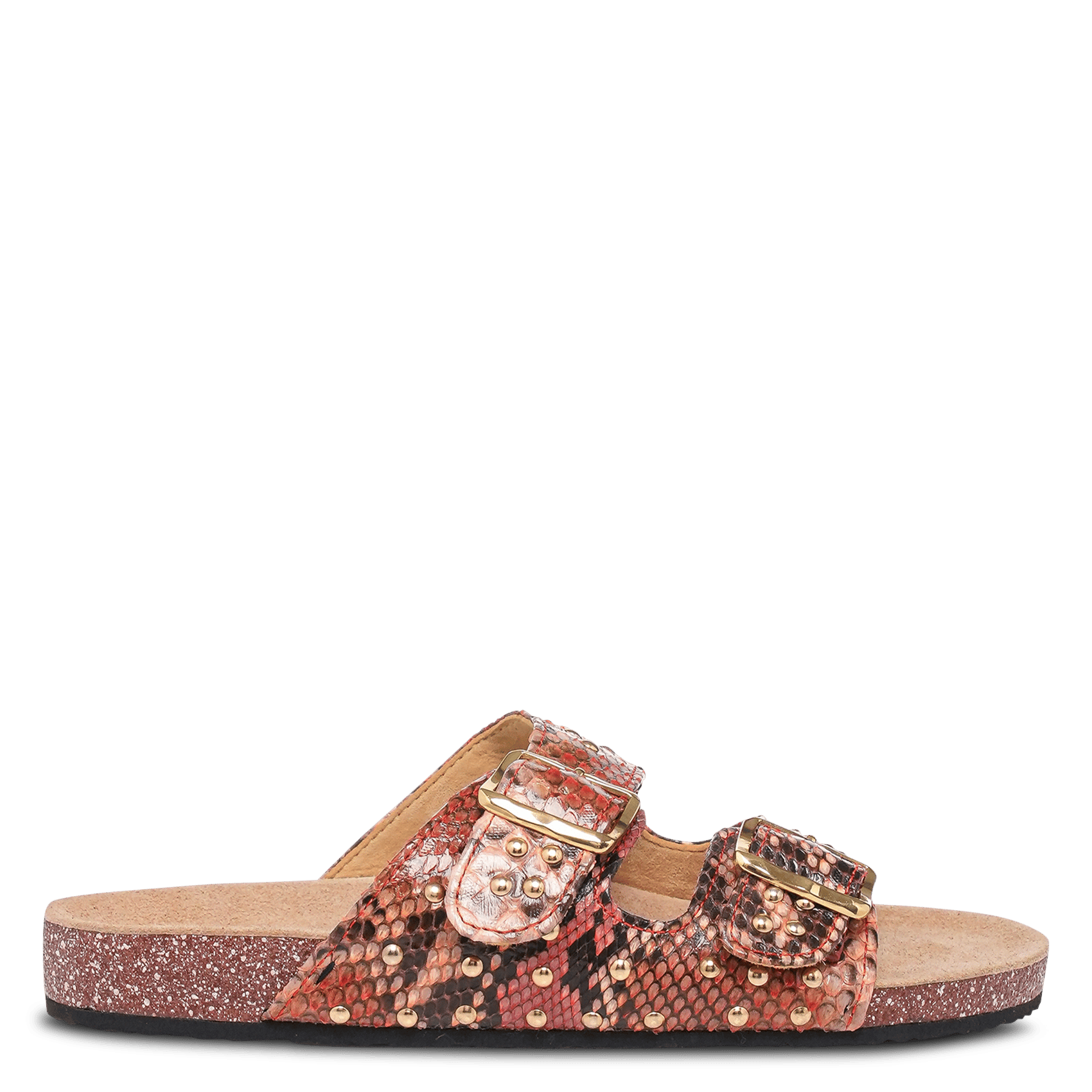 Sandales plates python à brides en cuir CLARIS VIROT Rose