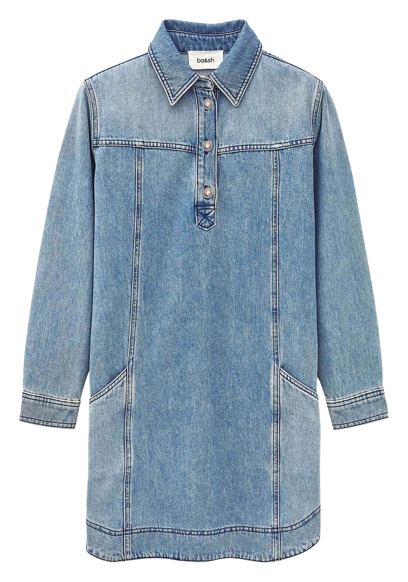 Korte hemdjurk van jeans TONA Lightusedblue