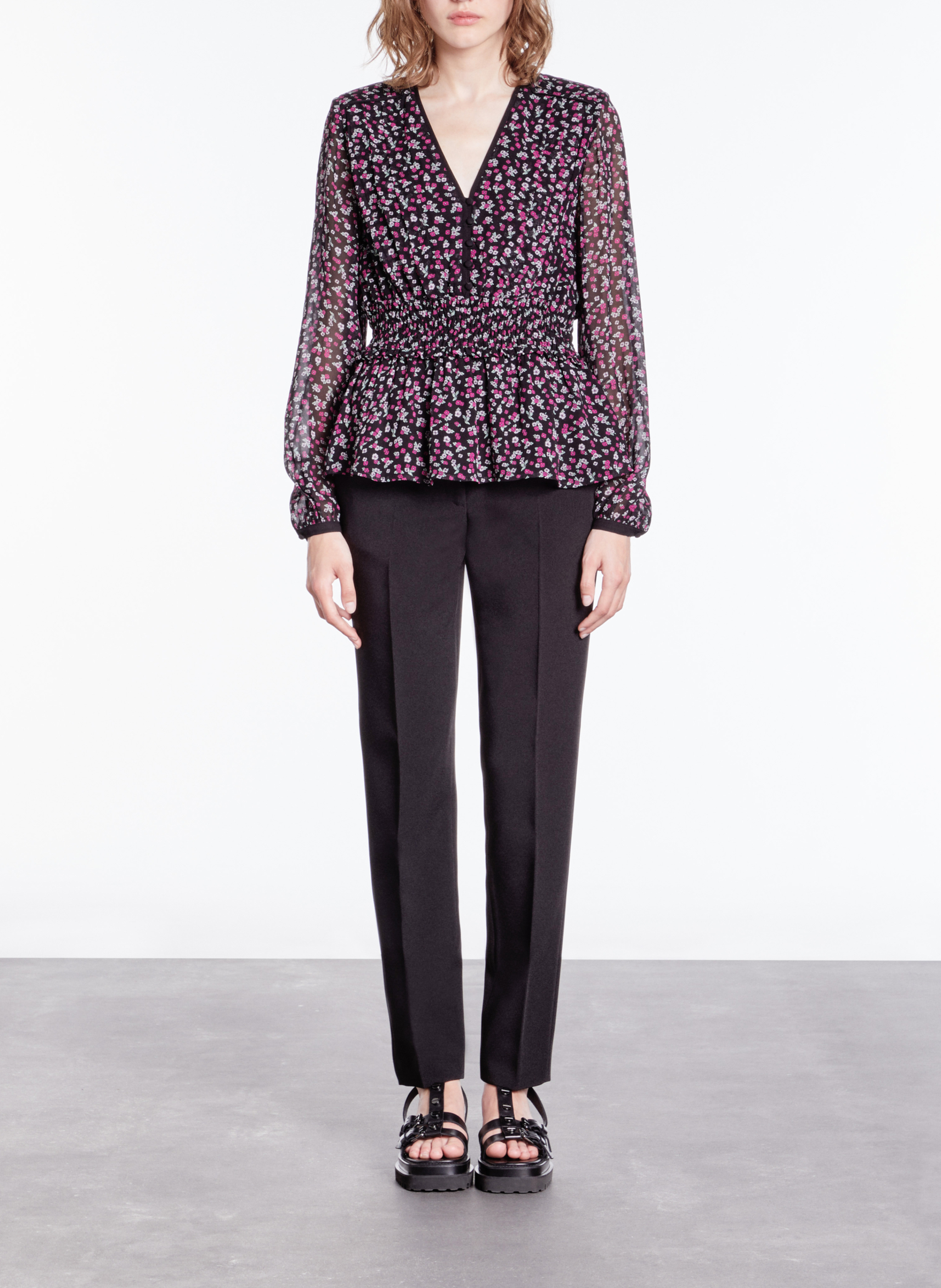 Blouse col V imprimée  THE KOOPLES Rose