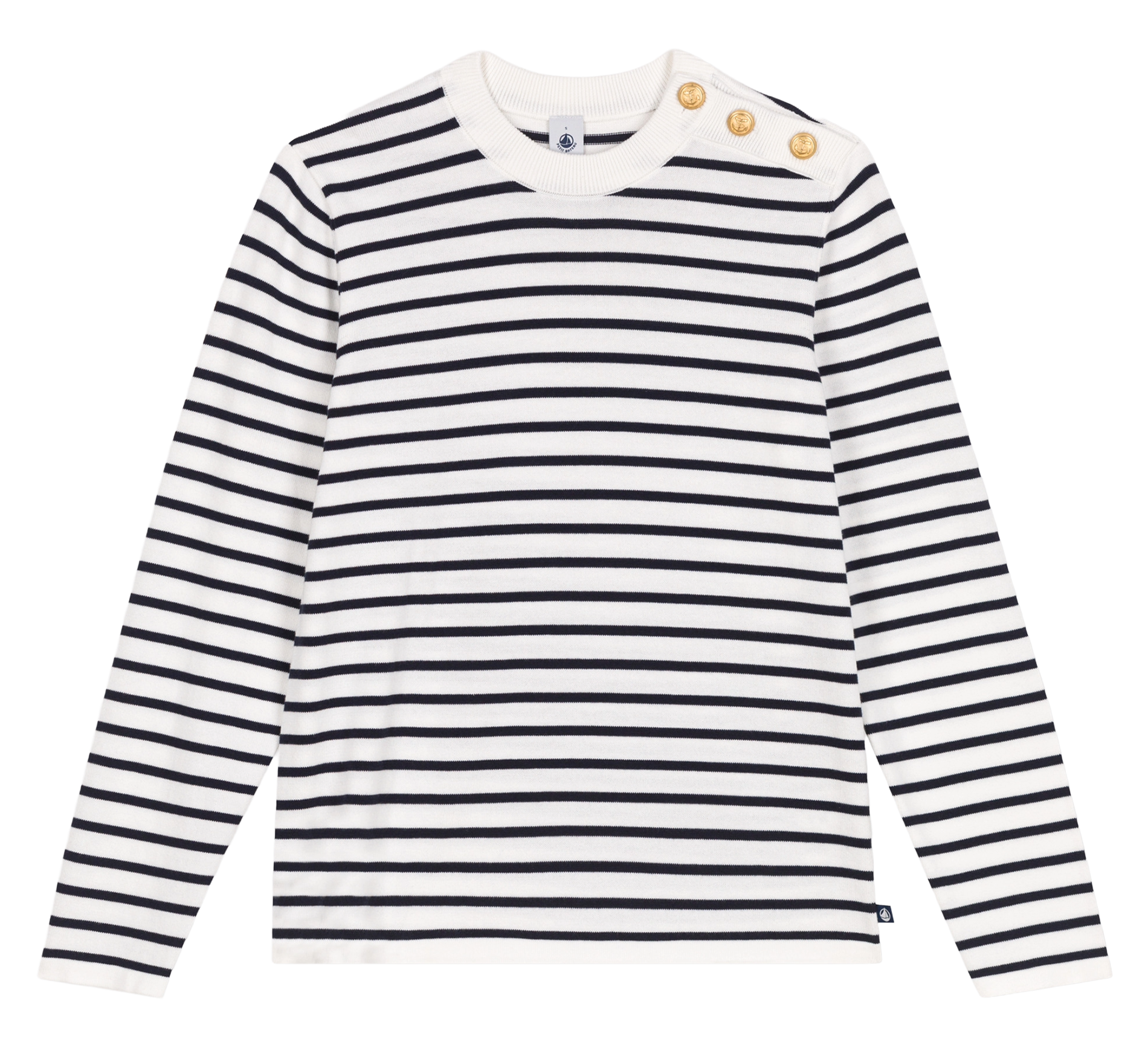 Round-neck cotton sweater with wide stripes PETIT BATEAU Multicolored
