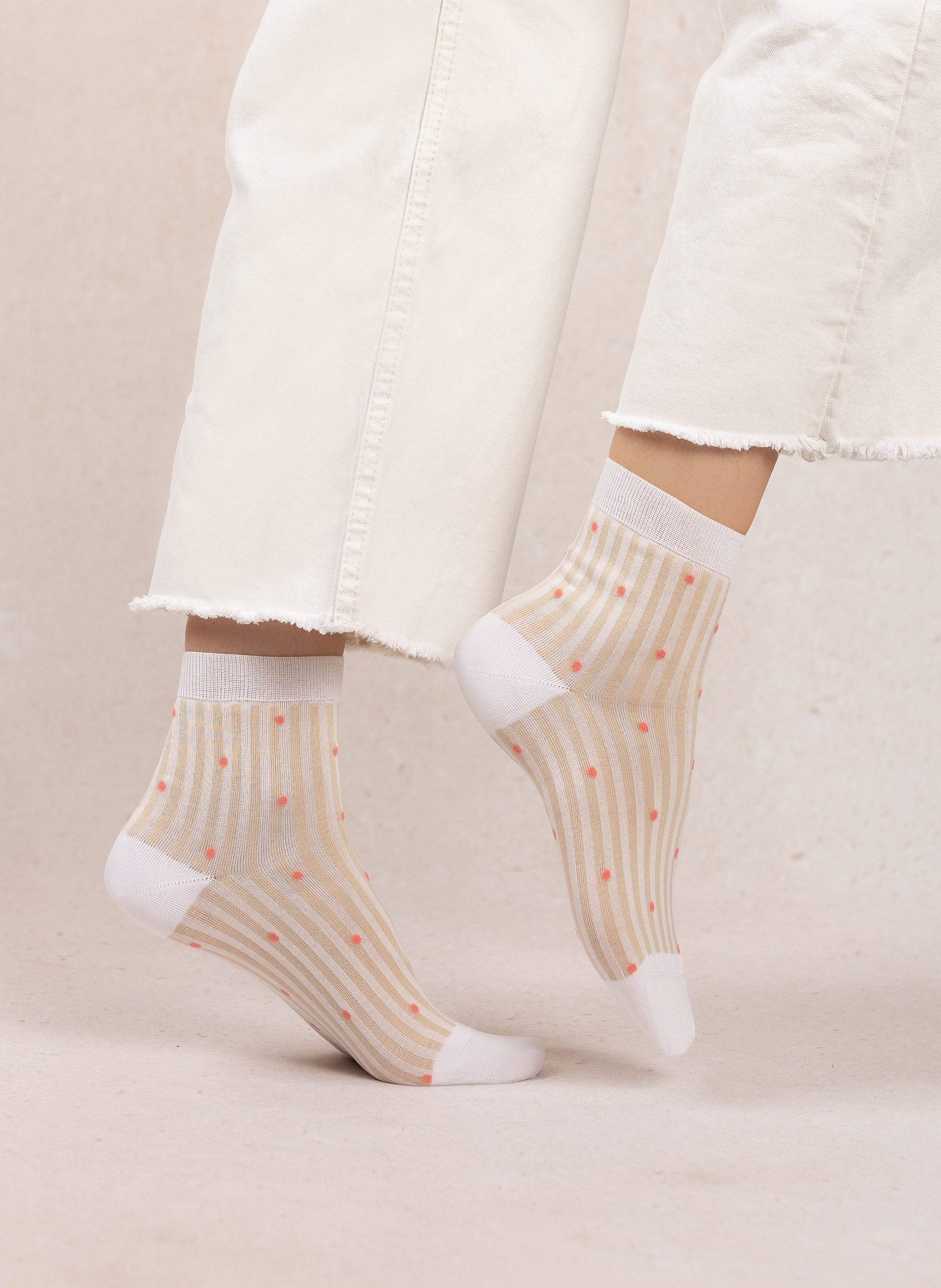 Striped blended cotton socks BLEUFORET Beige