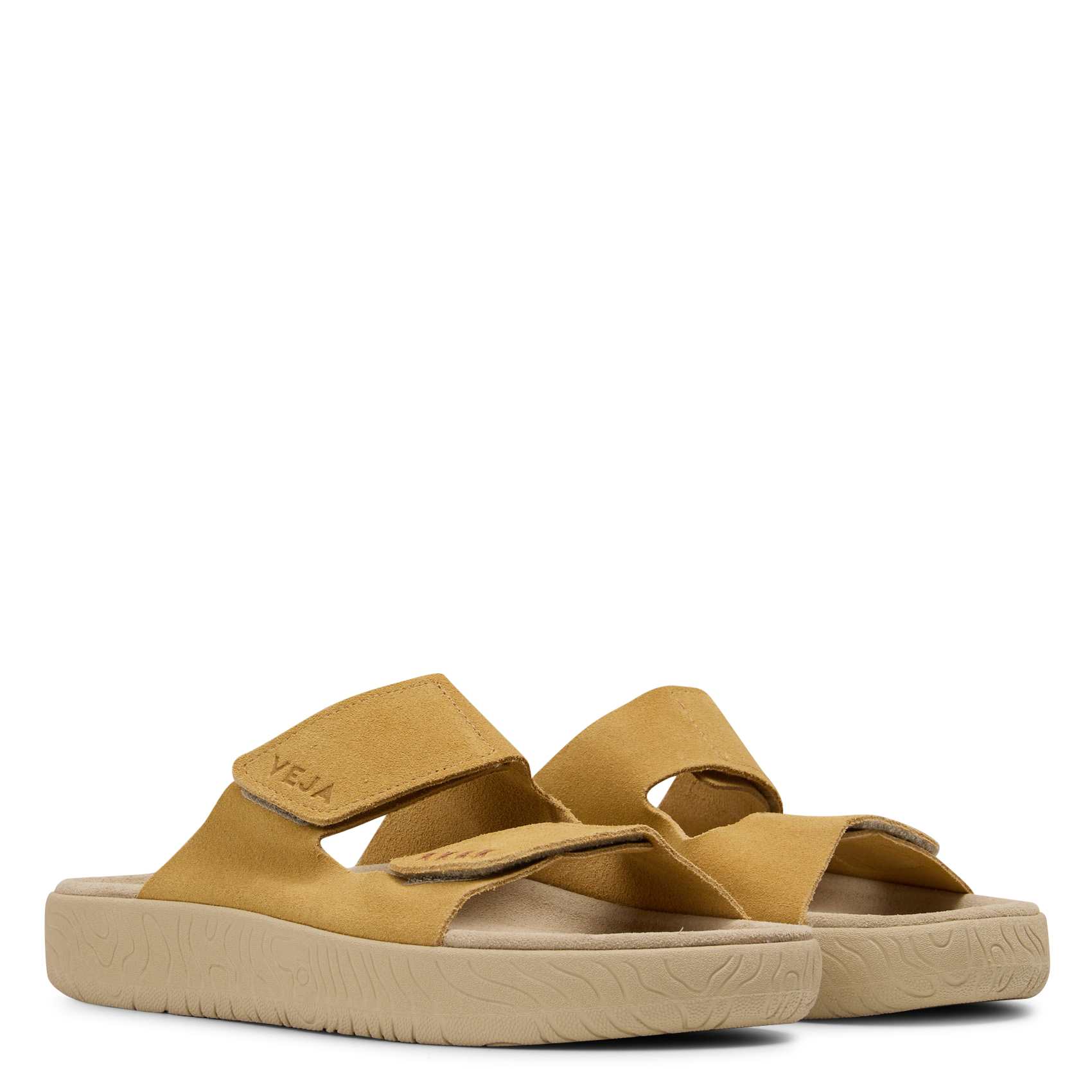 Sandales plates à brides scratch en cuir Yellow