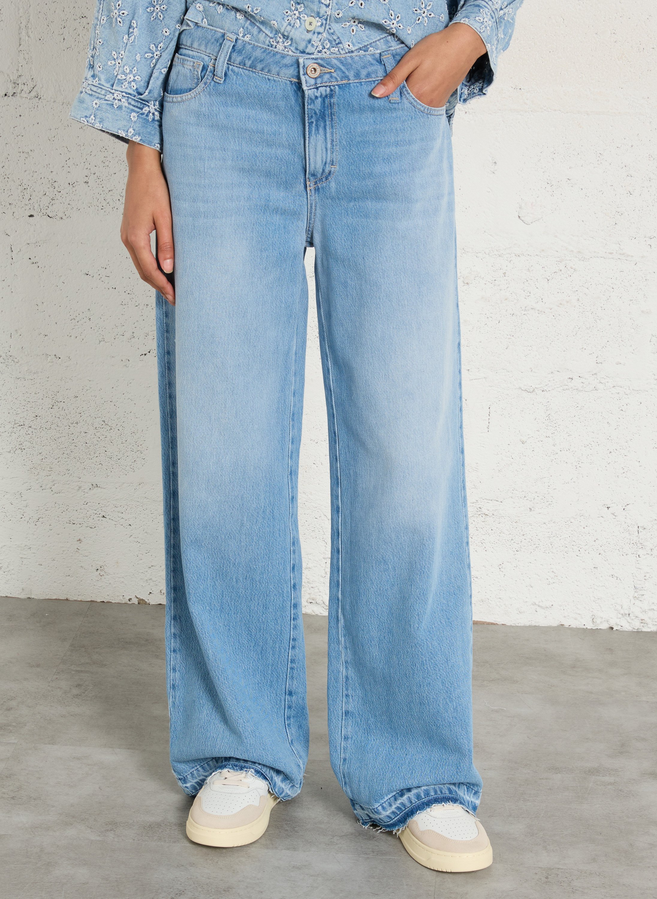 Cotton-blend straight jeans PLEASE Blue