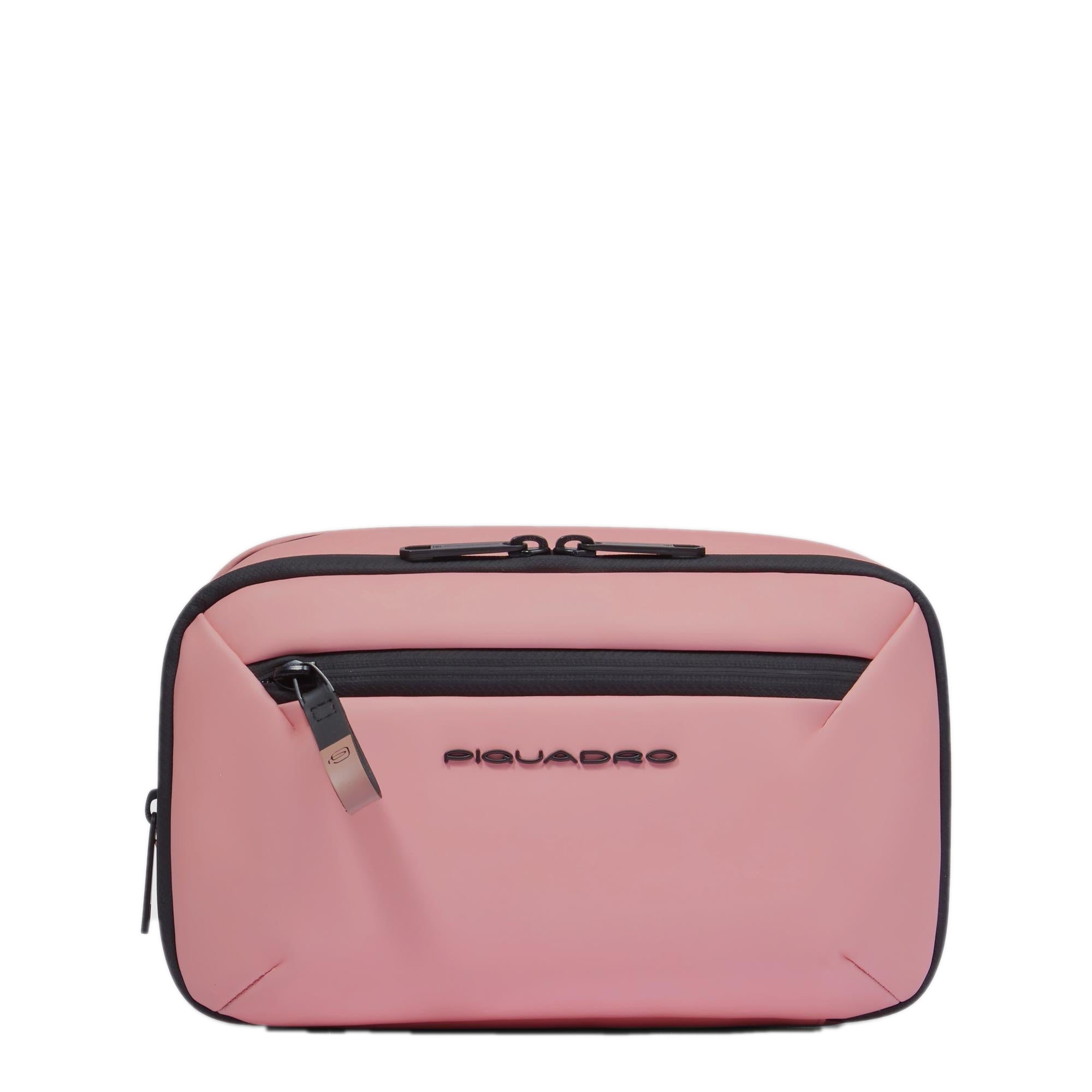 Water-repellent canvas toiletry bag with two compartments PIQUADRO Pink