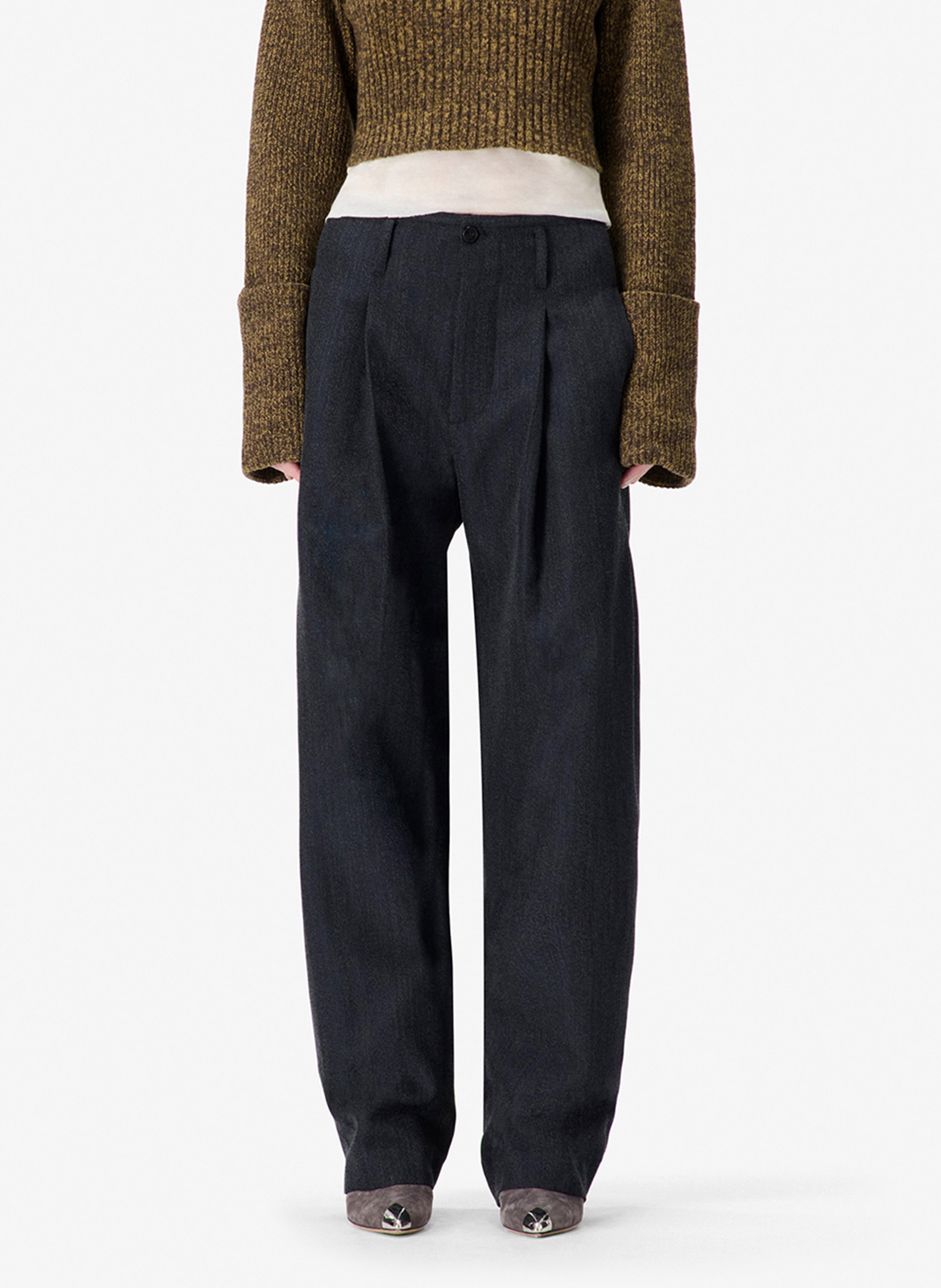 Gerade geschnittene Hose mit Bügelfalten aus Wollmischung IRO Blau