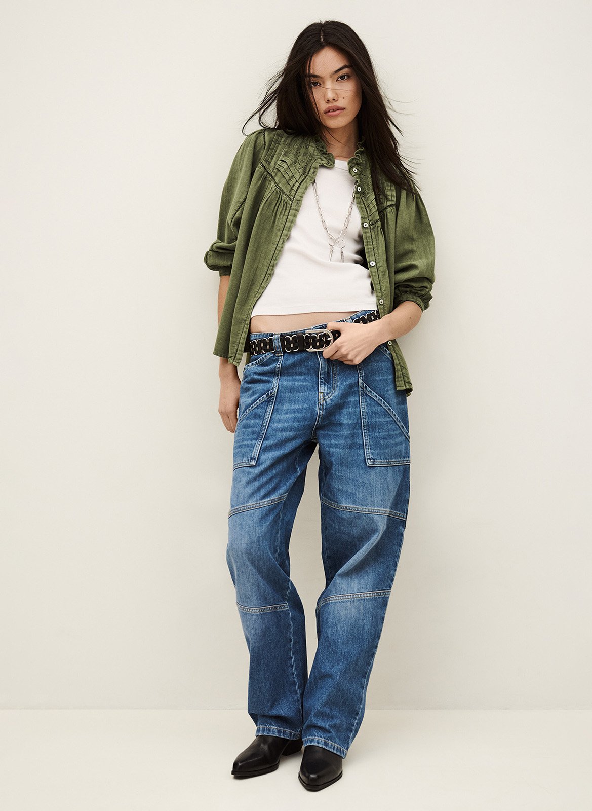 Blouse met ronde hals BA&SH Kaki