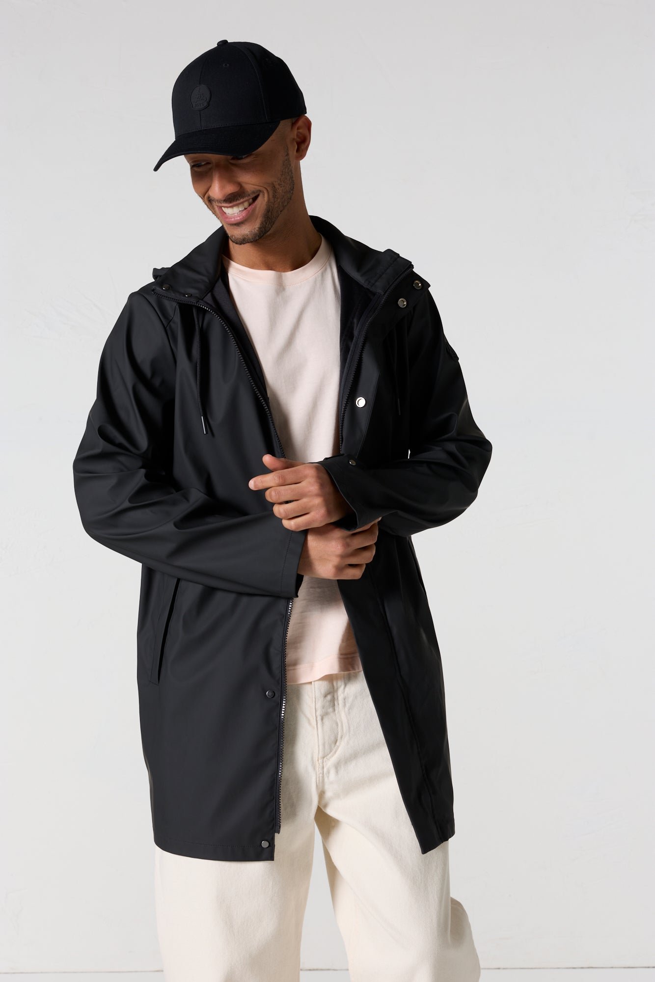 Denis unisex mid-length raincoat JOTT Black