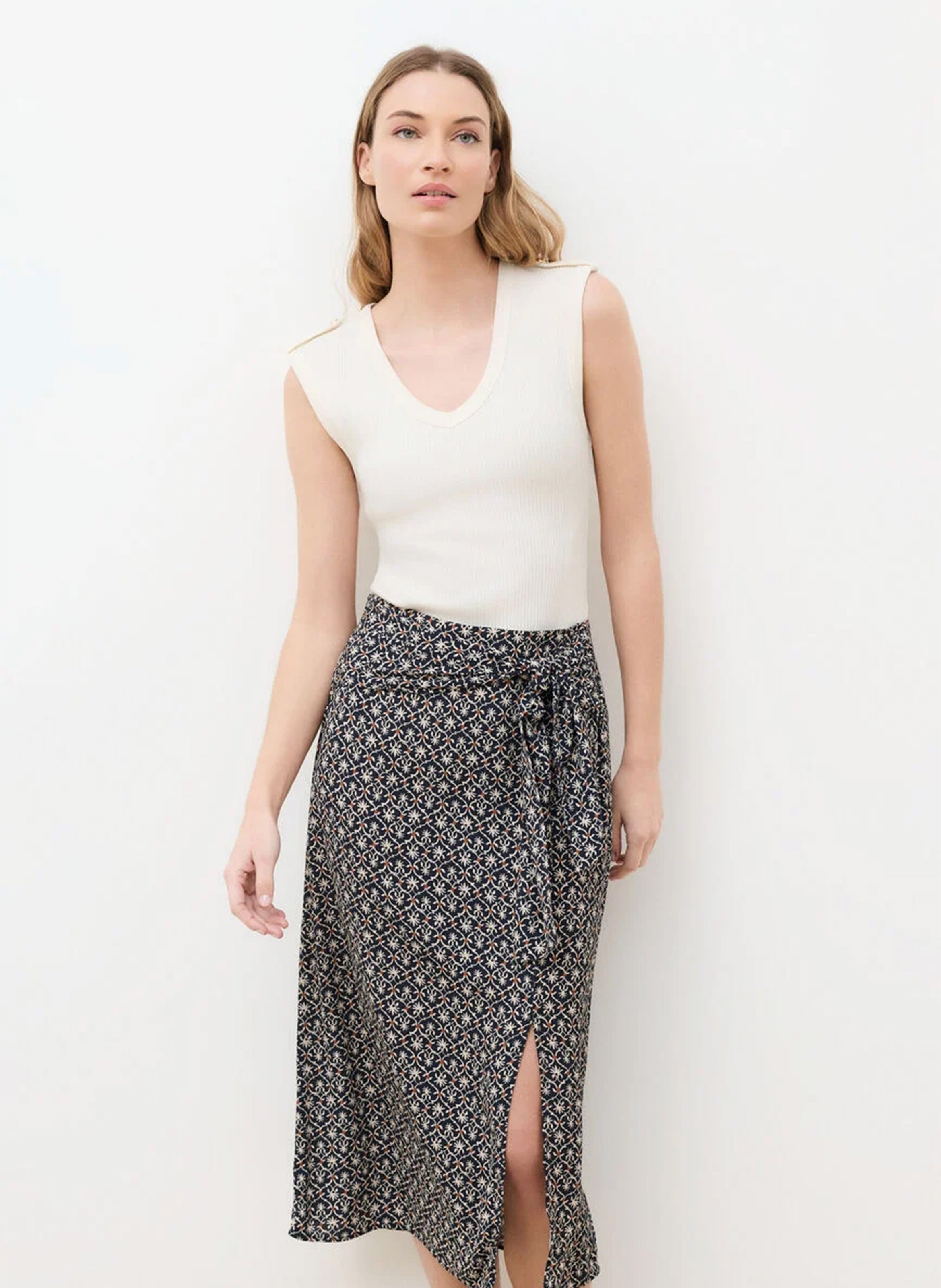 Anel printed midi skirt CAROLL Black