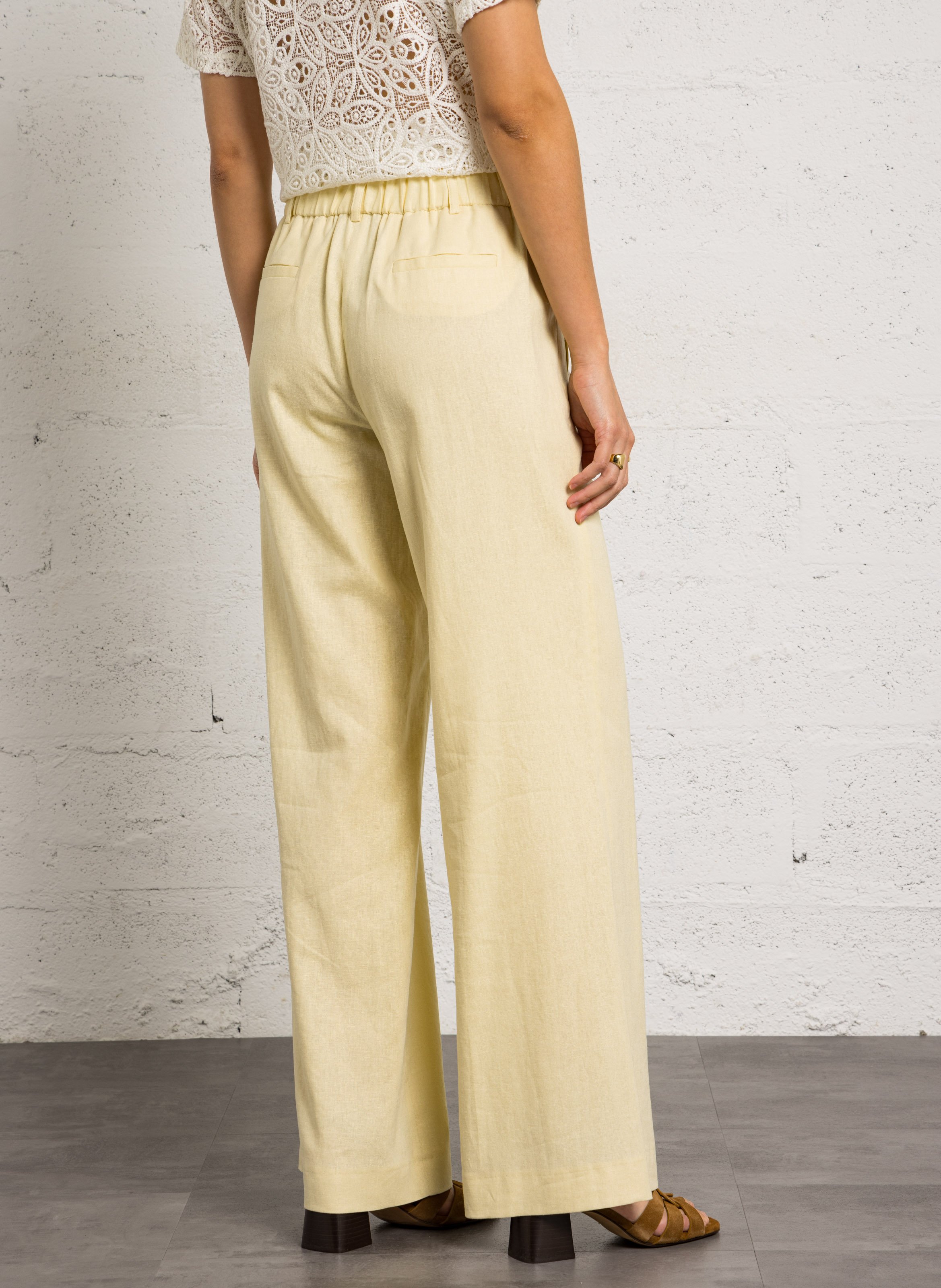Pantalon droit en lin mélangé MAISON 123 Beige