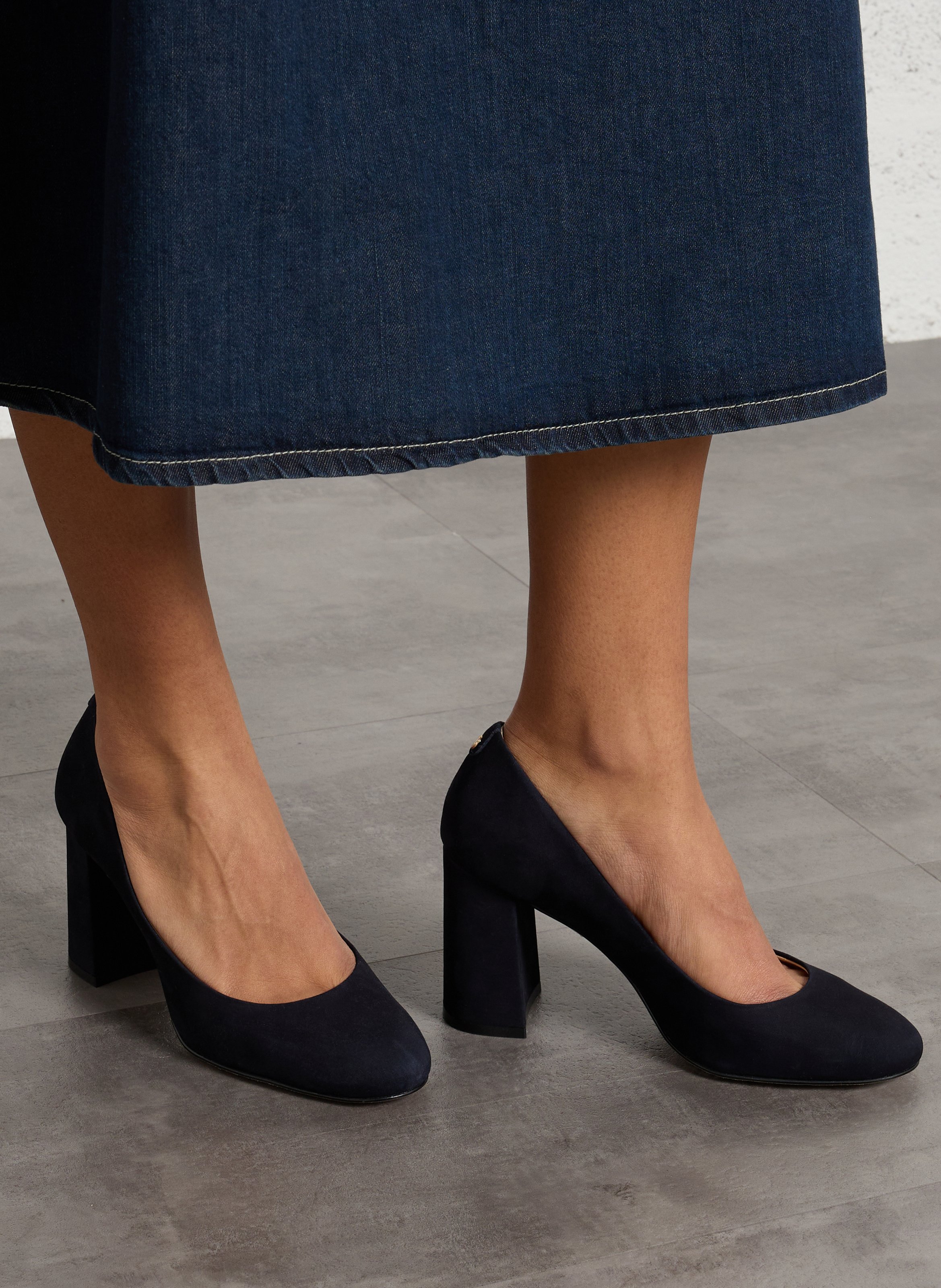 Escarpins en cuir à talons carrés COSMOPARIS Bleu