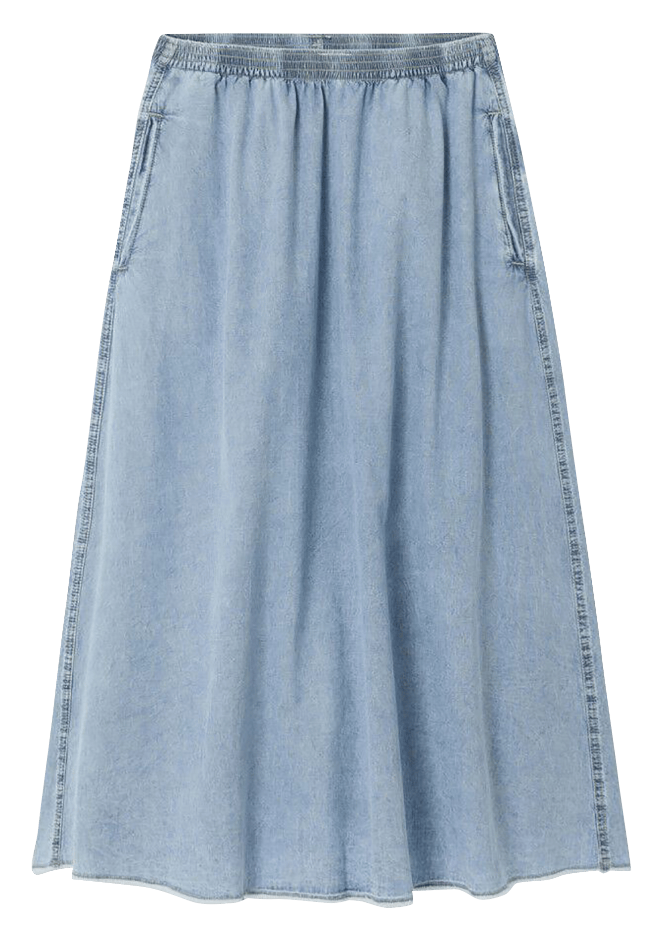 Lange uitlopende rok van lichte denim AMERICAN VINTAGE Blauw