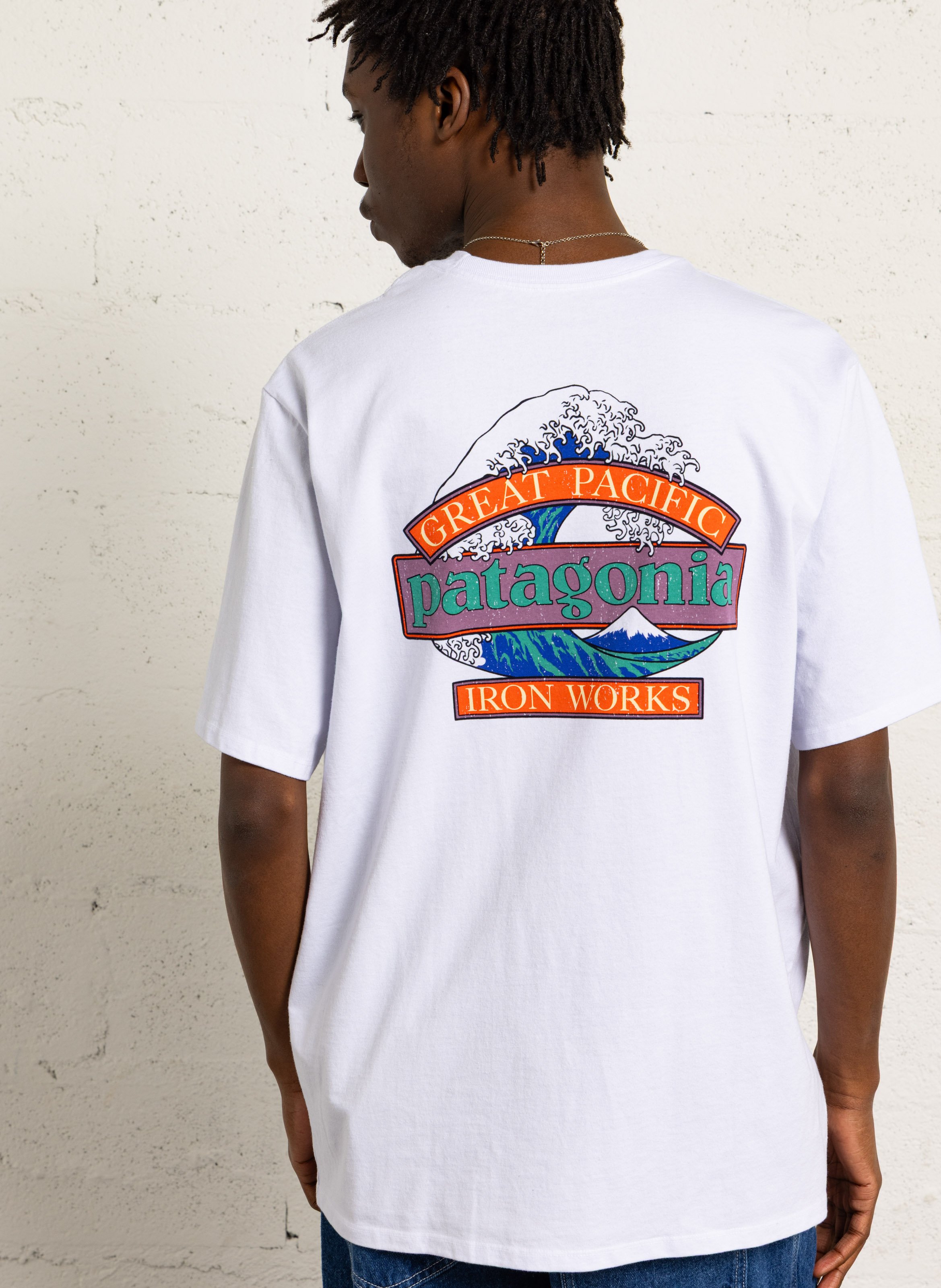 Camiseta recta de mezcla de algodón reciclado con cuello redondo PATAGONIA Blanco