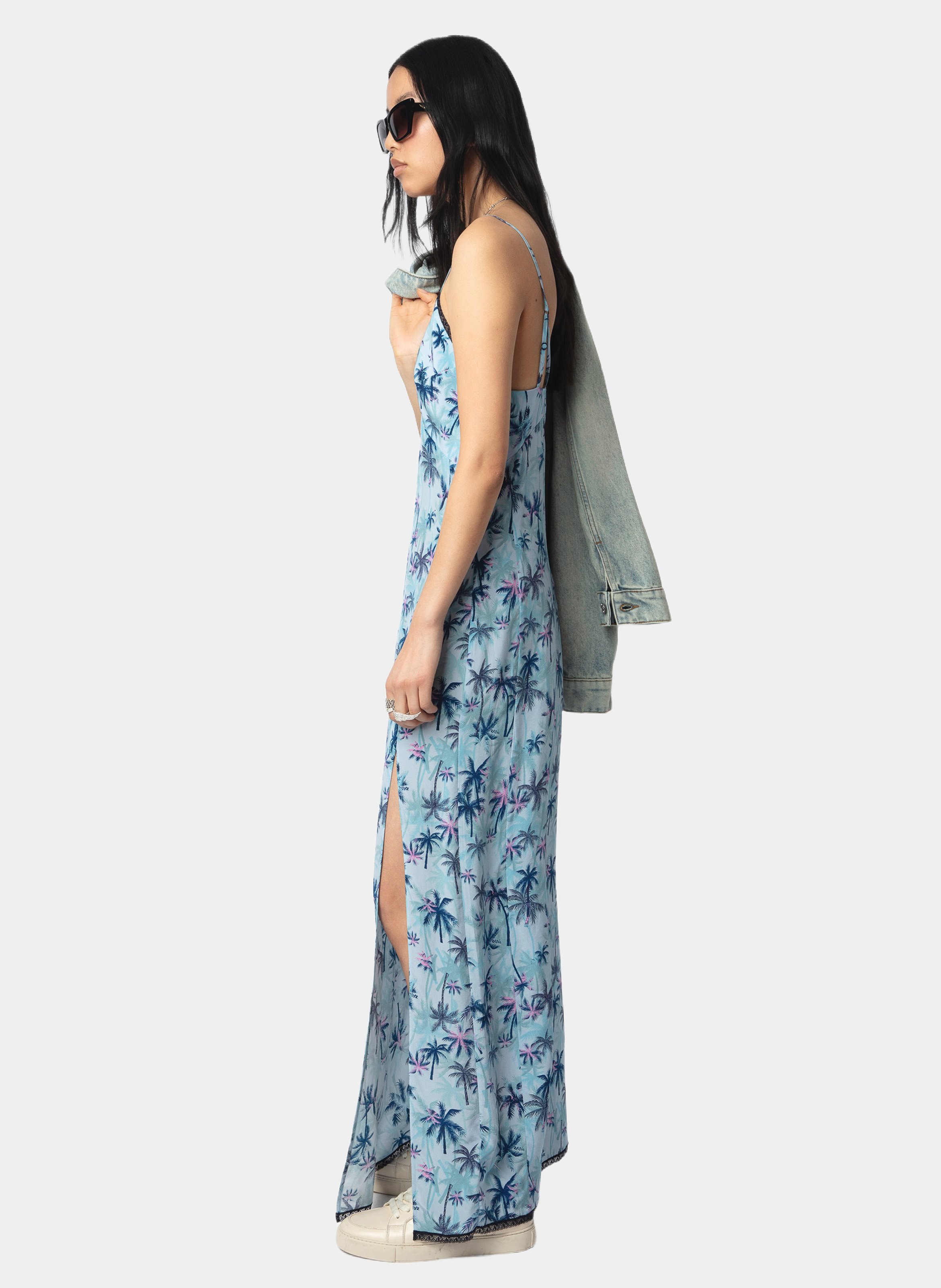 Abito lungo scollo a V in seta ZADIG&VOLTAIRE Blu