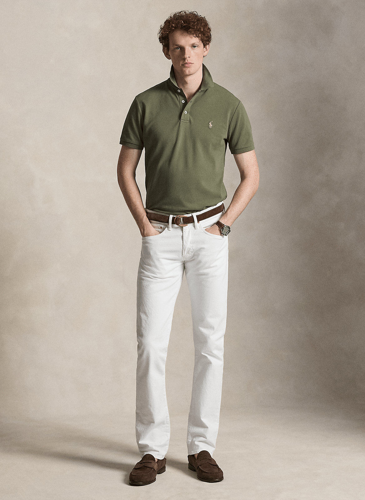 Short-sleeved plain polo with logo embroidery POLO RALPH LAUREN Green