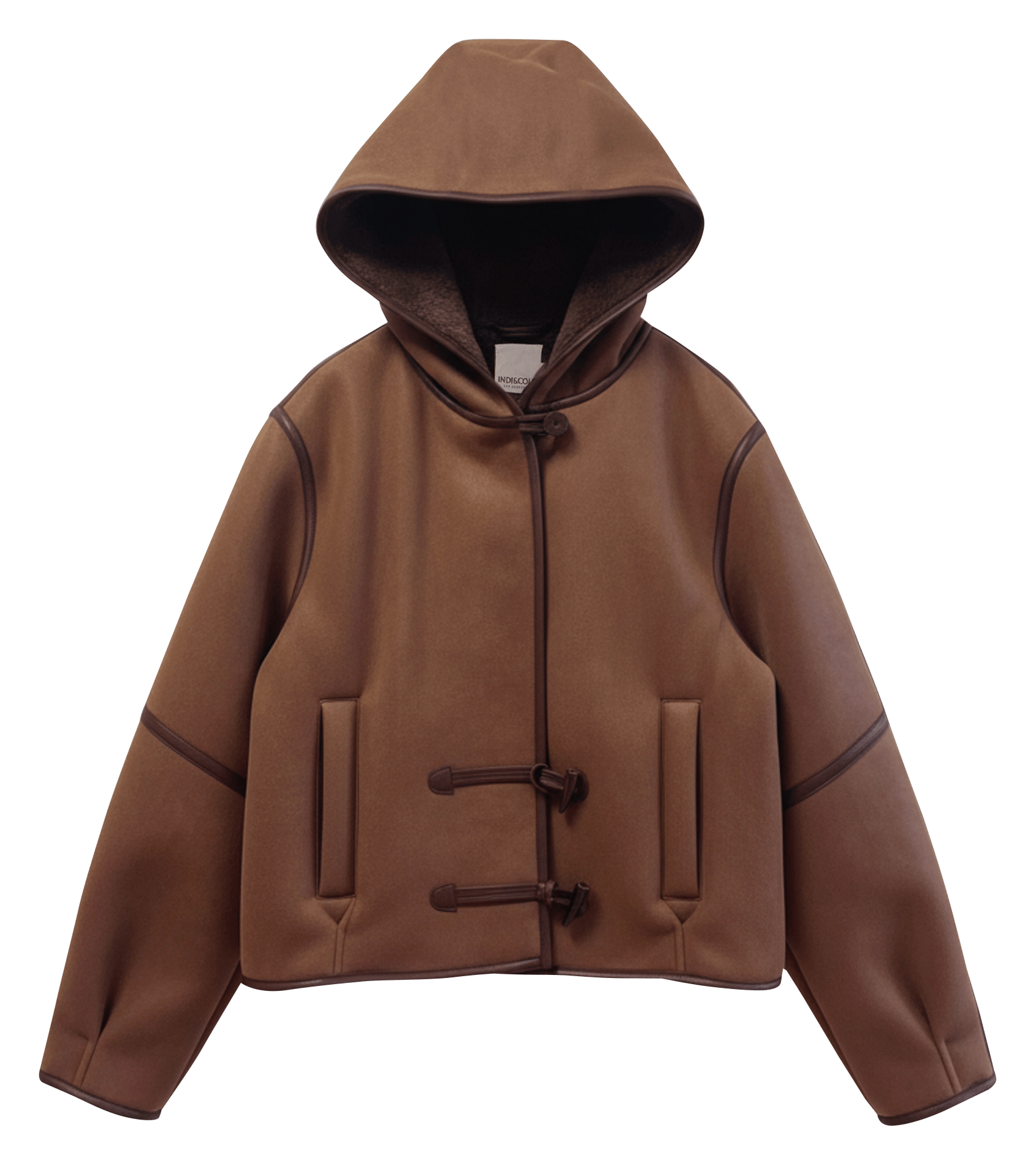 Straight hooded jacket INDI & COLD Brown