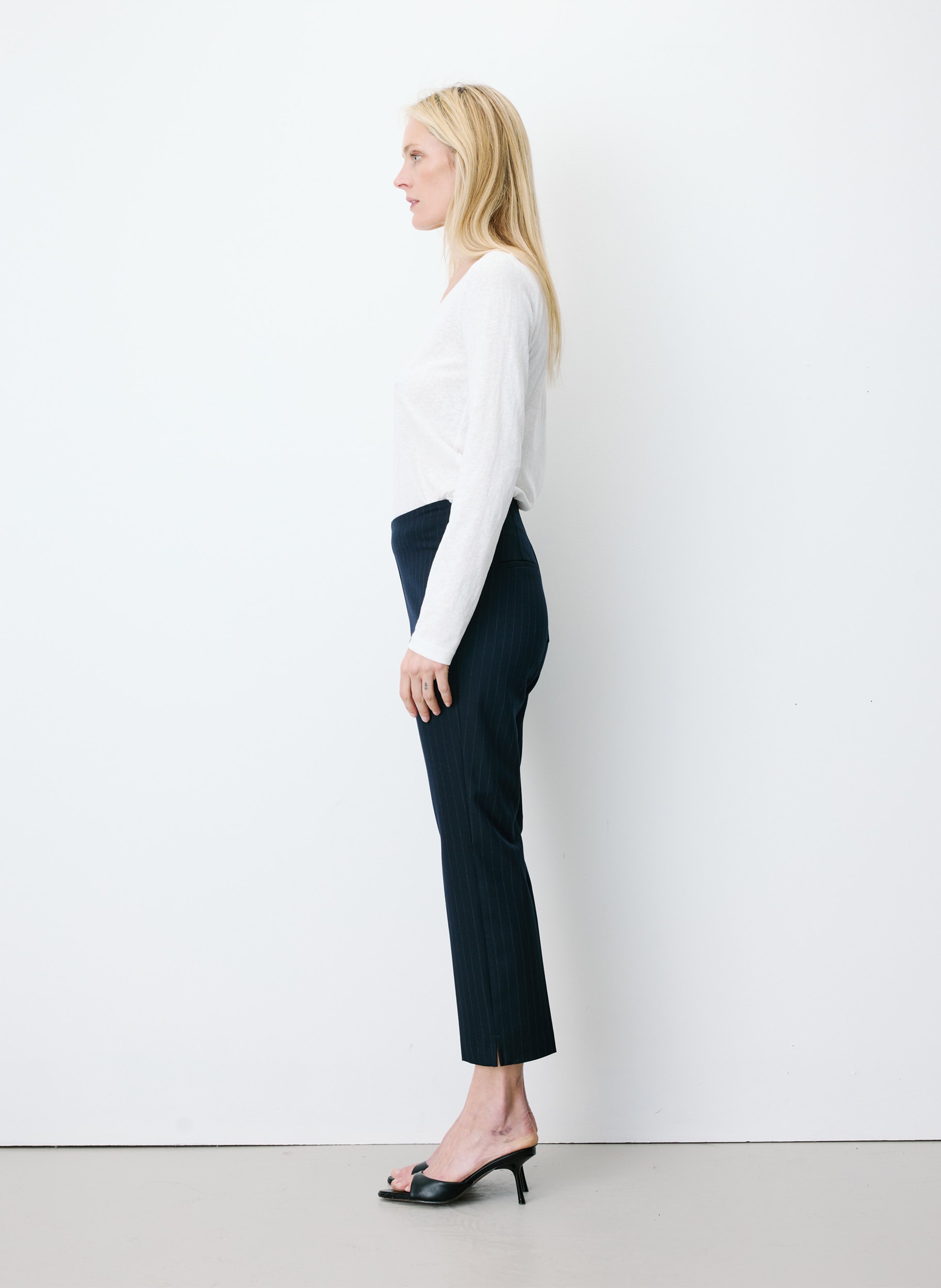 Pantalon droit 7/8ème à rayures GRACE ET MILA Blue