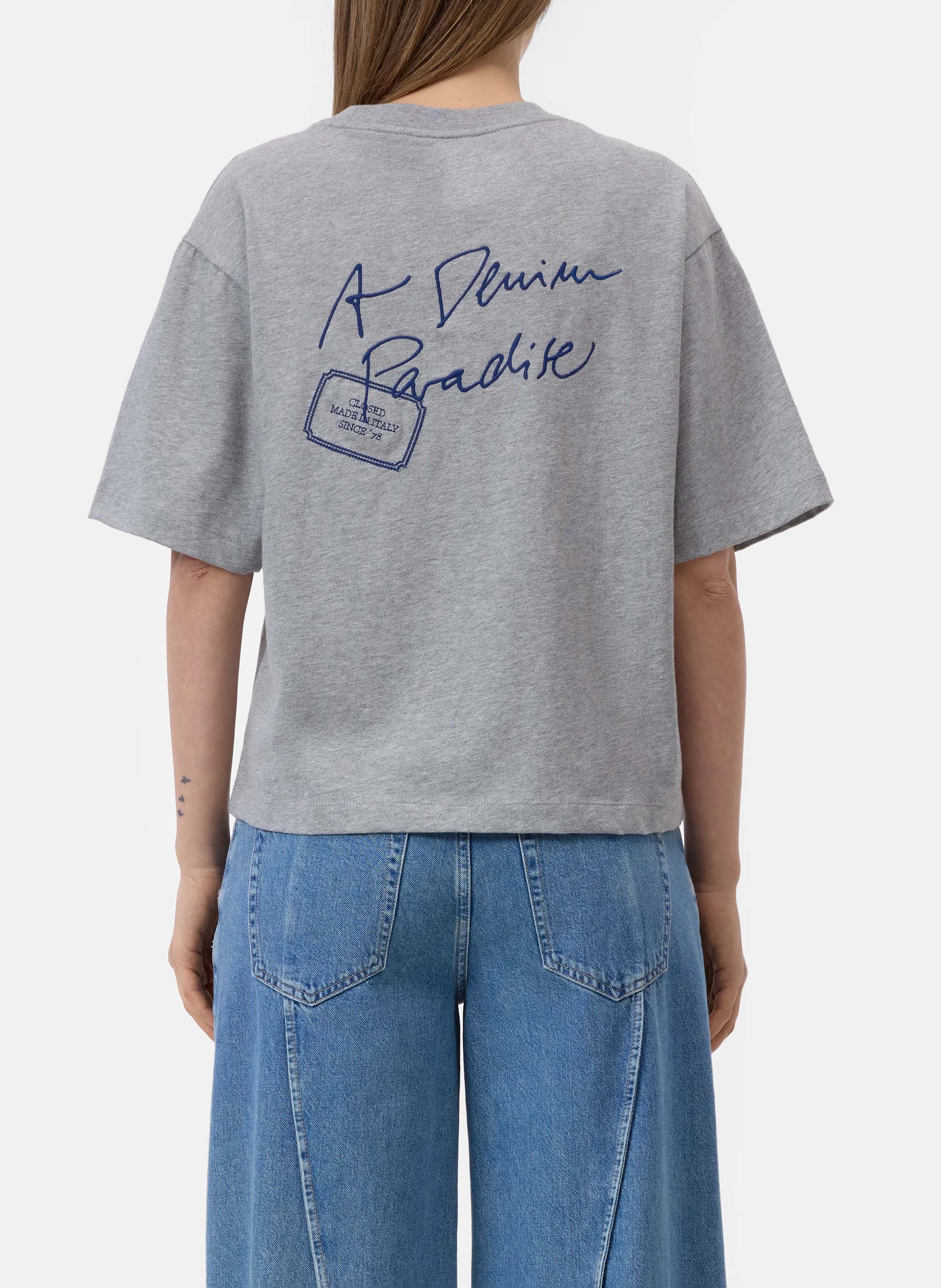 Oversized round neck organic cotton t-shirt CLOSED Grey