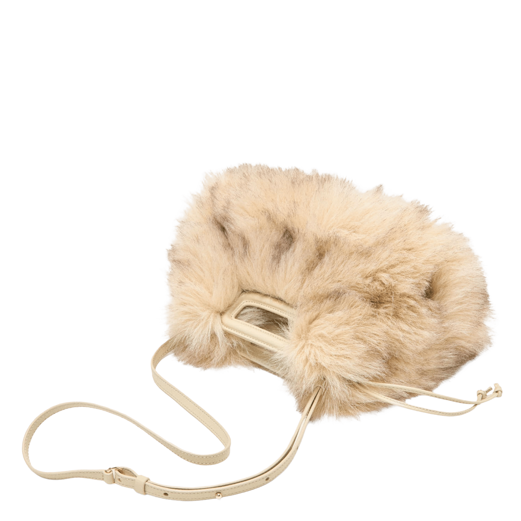 Sac porté épaule effet fourrure MAJE Beige