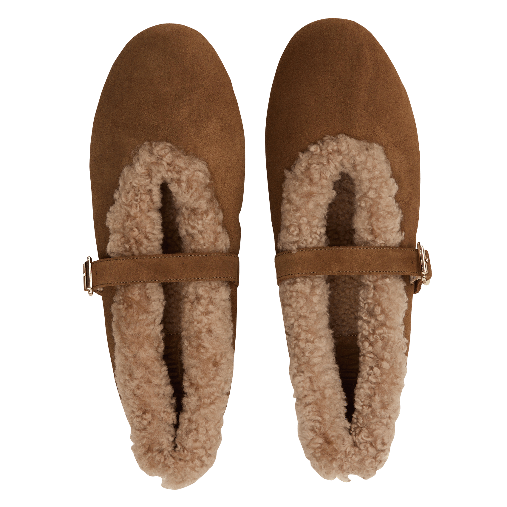 Pelzbesetzte Lederschuhe TORAL Beige