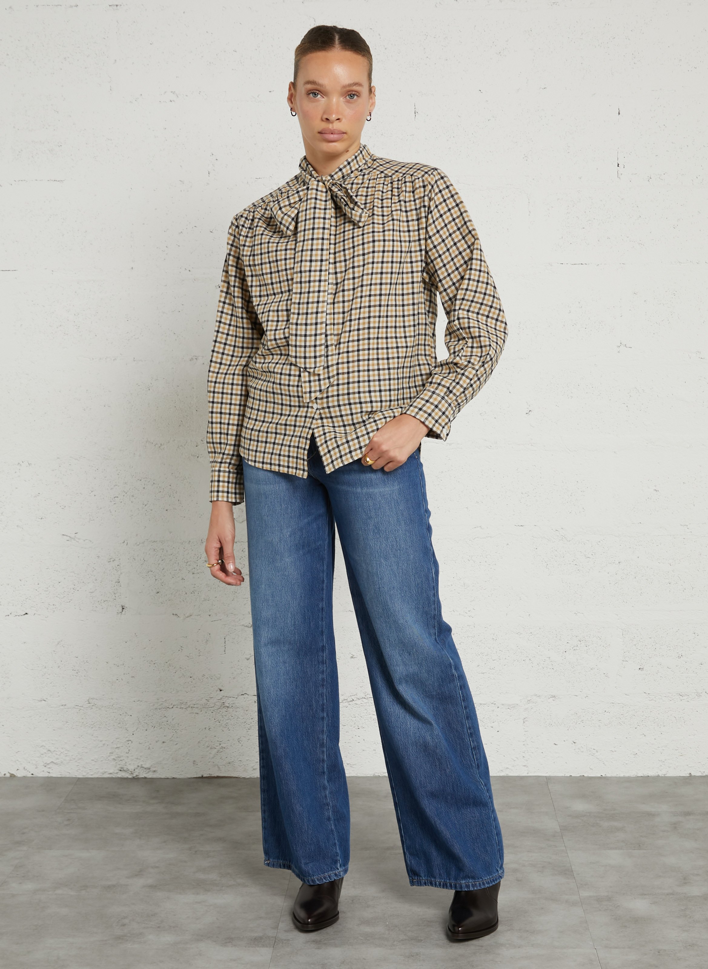 Blouse met strik kraag, bedrukt in katoen FEEKA Veelkleurig