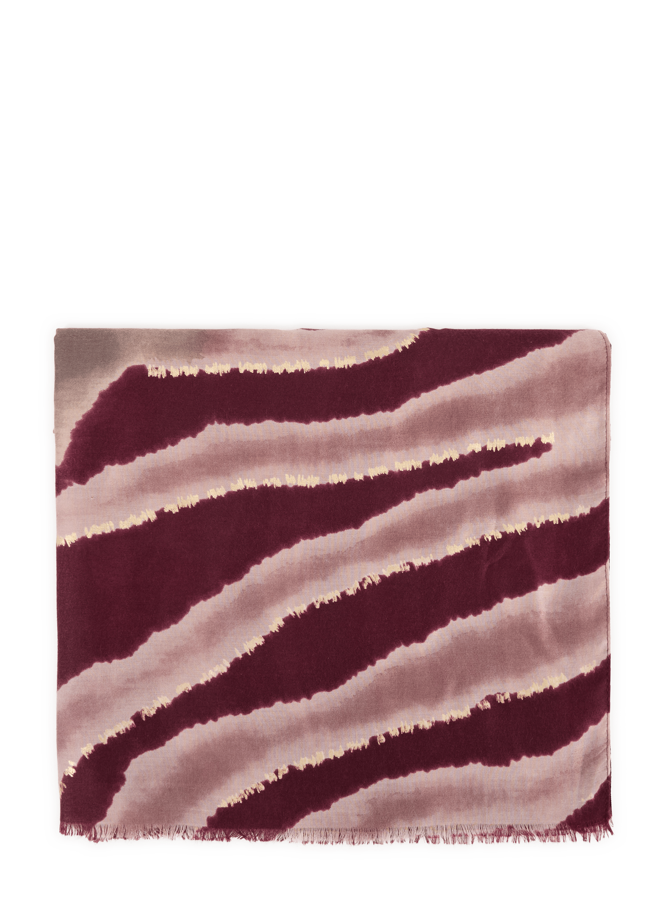 Patterned scarf with fringes AU PRINTEMPS PARIS Red