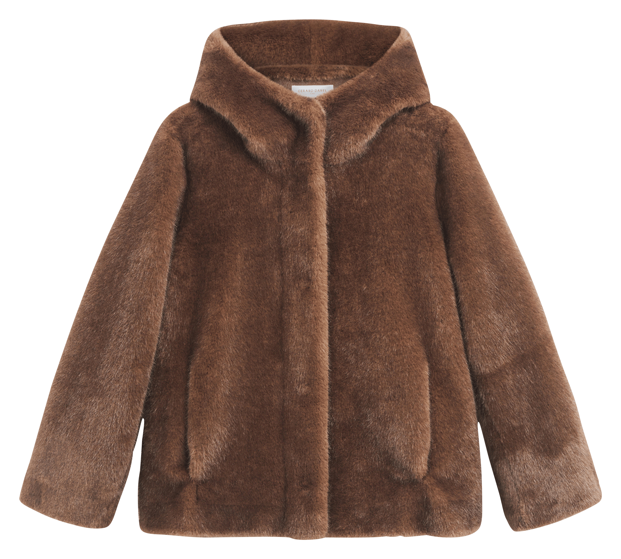 Straight coat with hood GERARD DAREL Brown