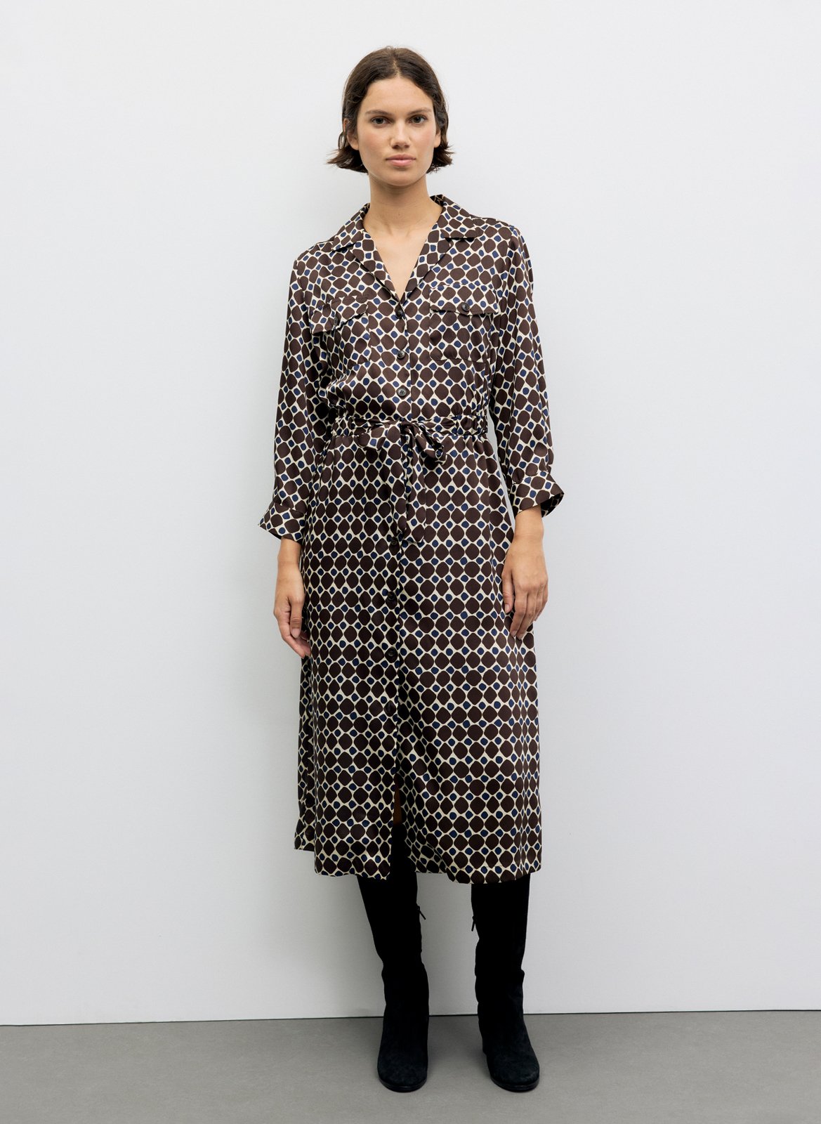Robe midi imprimée GERARD DAREL Marron