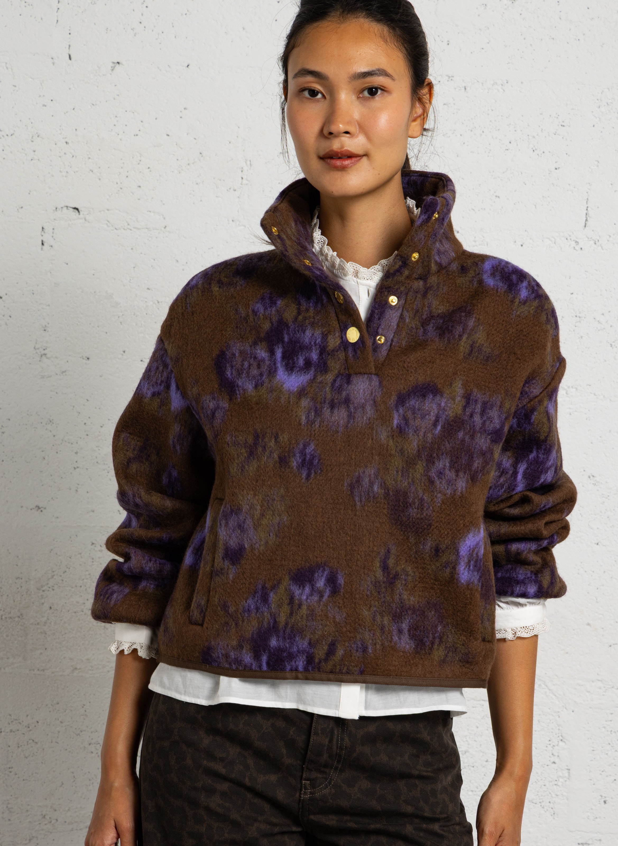 Weite kurze bedruckte Jacke DES PETITS HAUTS Mehrfarbig