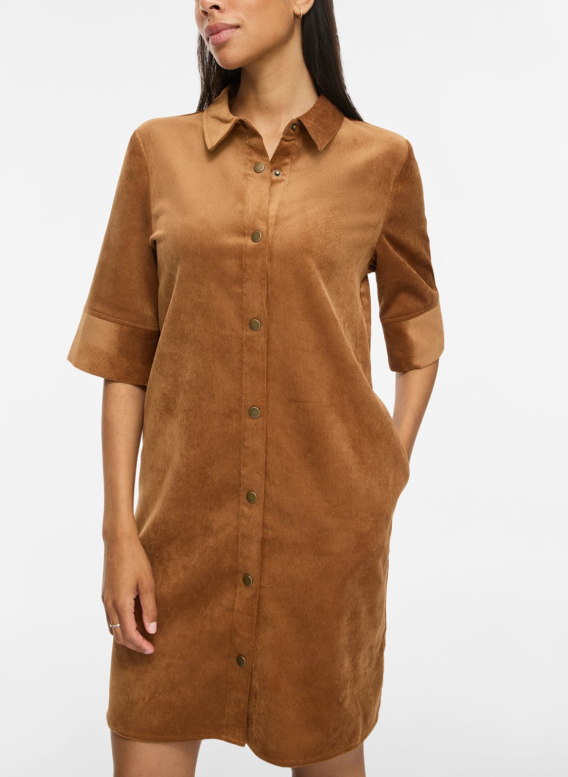 Kurzes Cordkleid VILA Braun