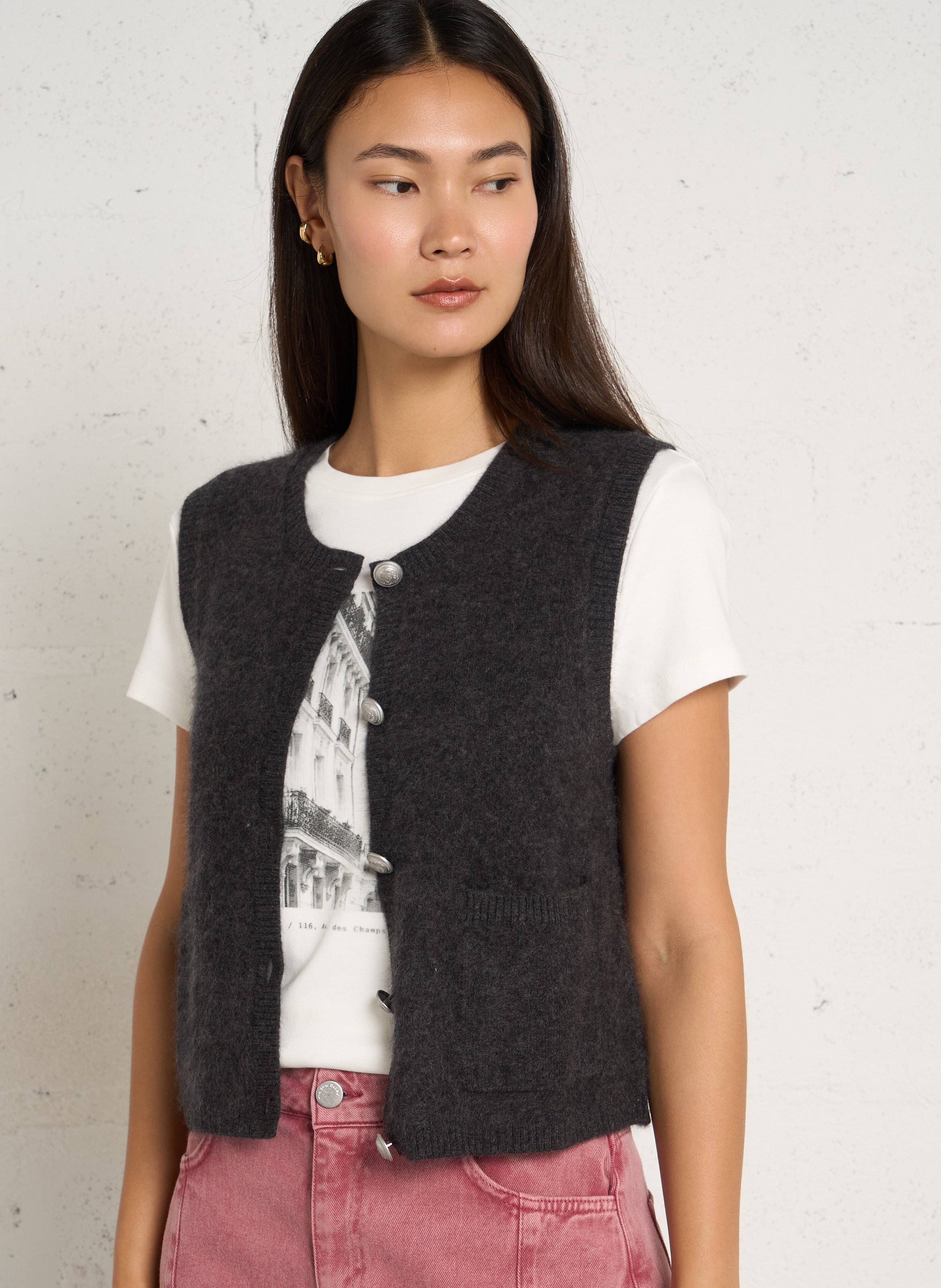 Mid-length vest IKKS Grey