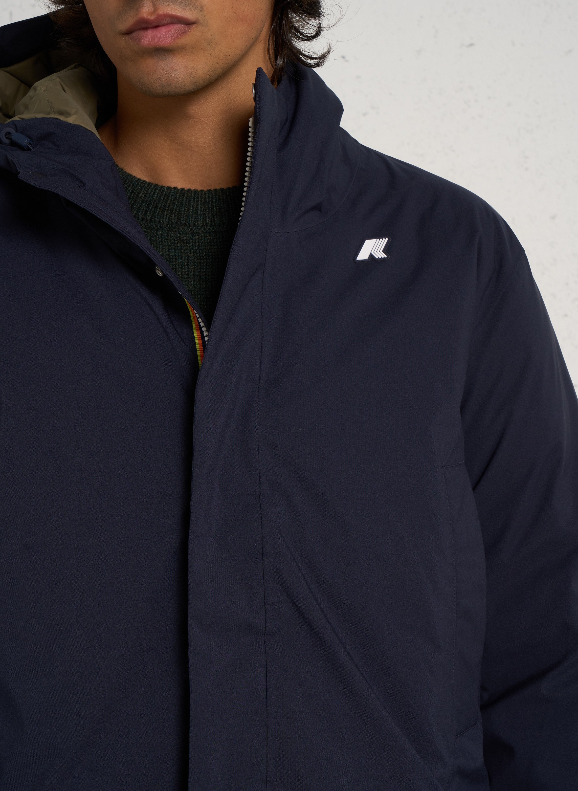 Unifarbene Daunenjacke mit Kapuze K-WAY Blau