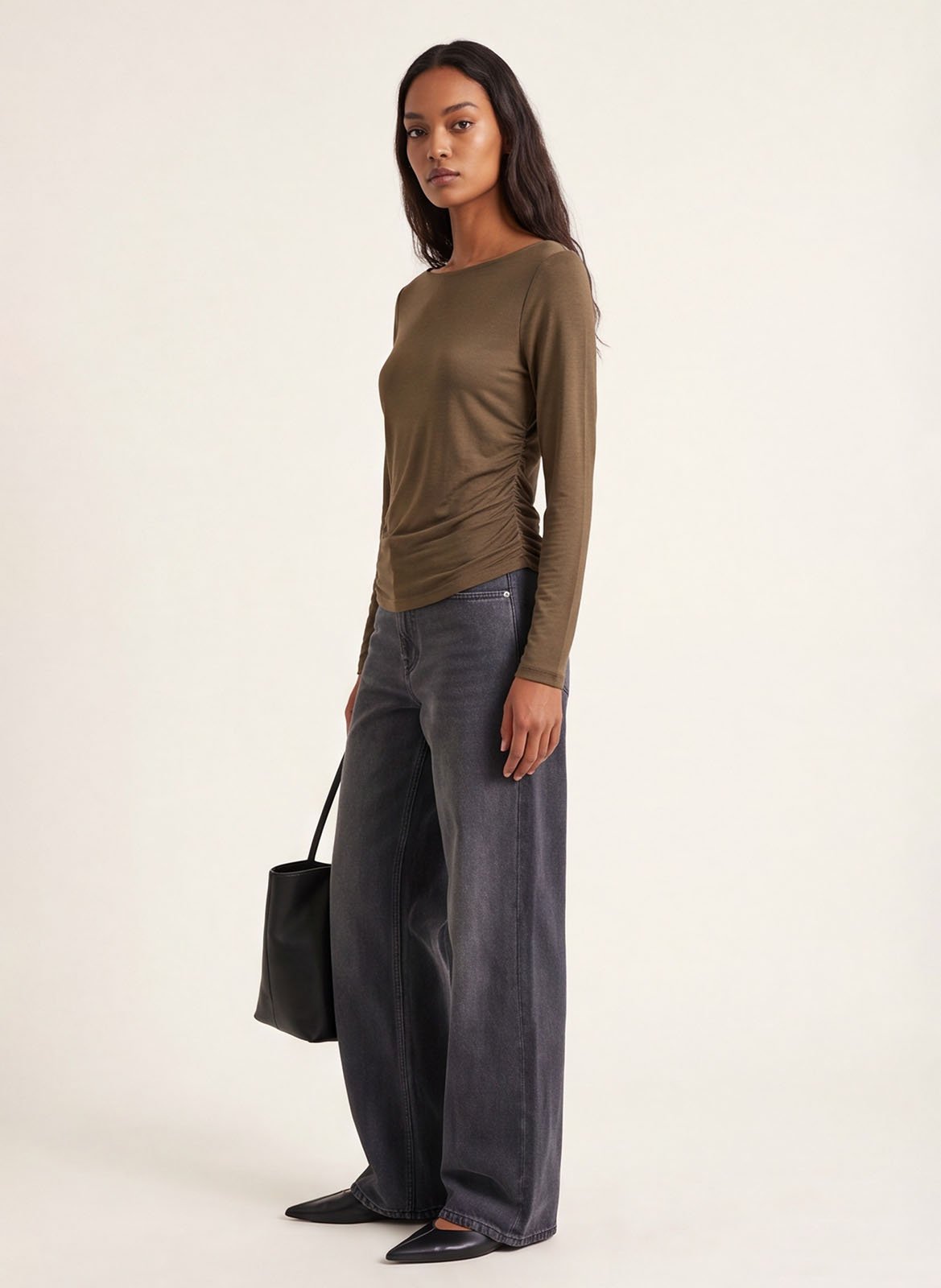Top uni à manches longues | Kaki KOOKAI Femme