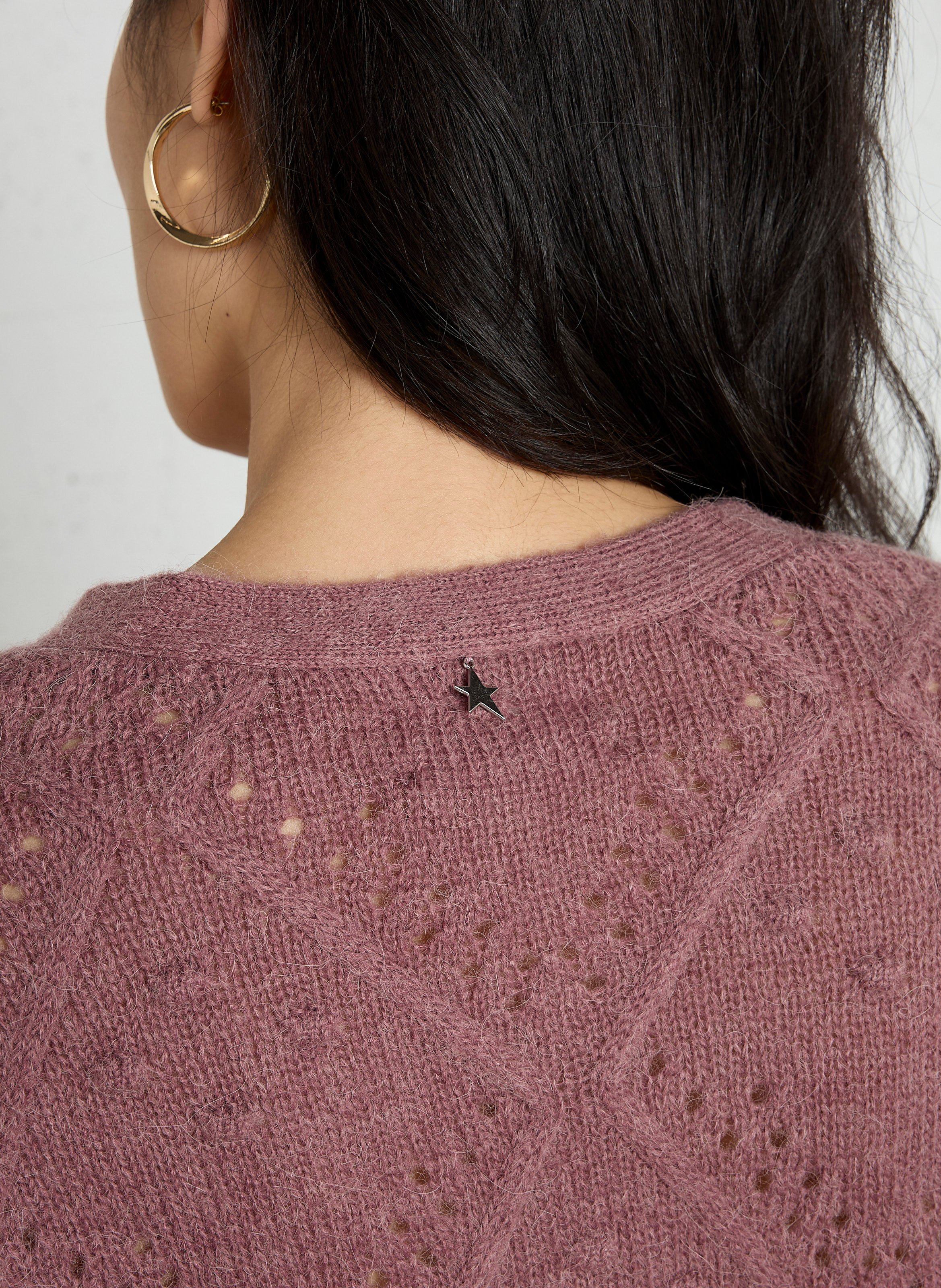 Strickweste mit langen Ärmeln in Spitzenoptik. SUD EXPRESS Violett