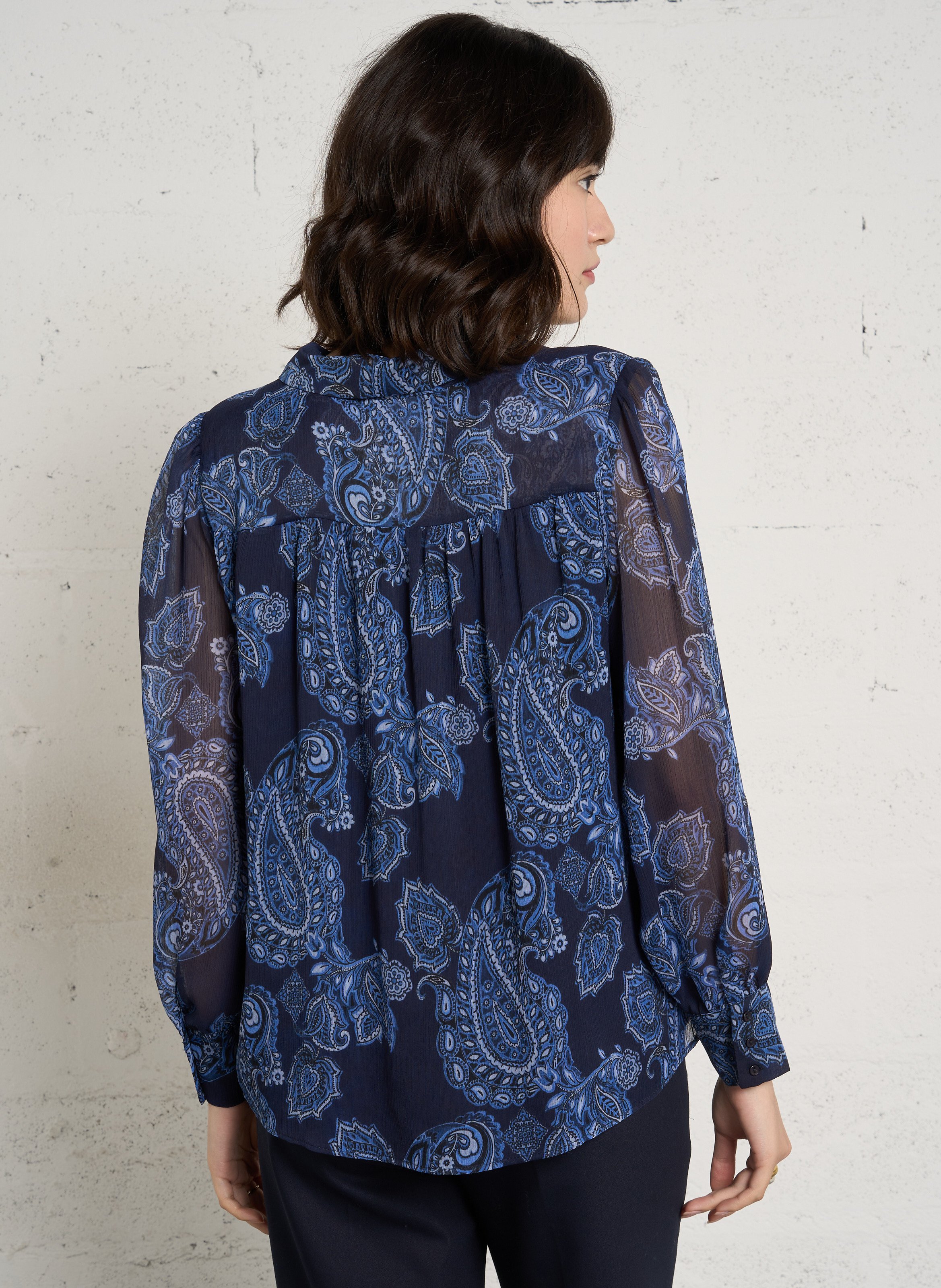 Straight shirt with classic collar floral print SUD EXPRESS Blue