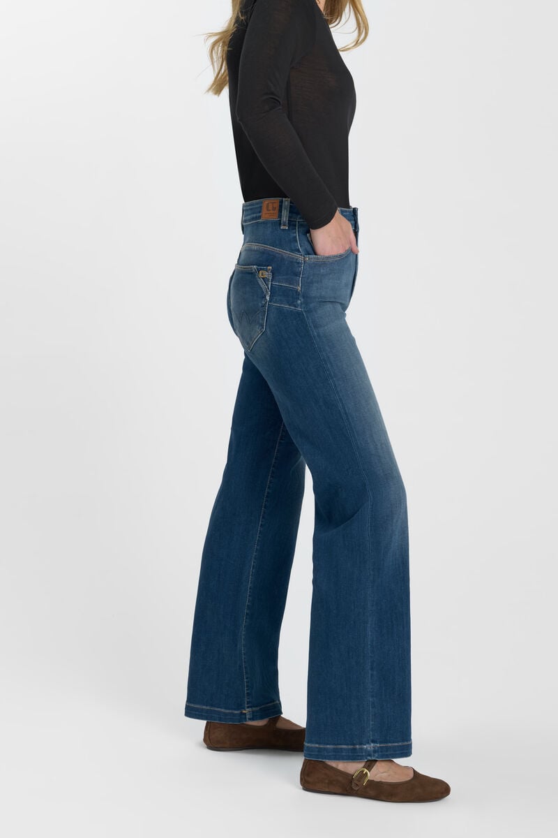 High-waisted loose-fit zip jeans LE TEMPS DES CERISES Blue