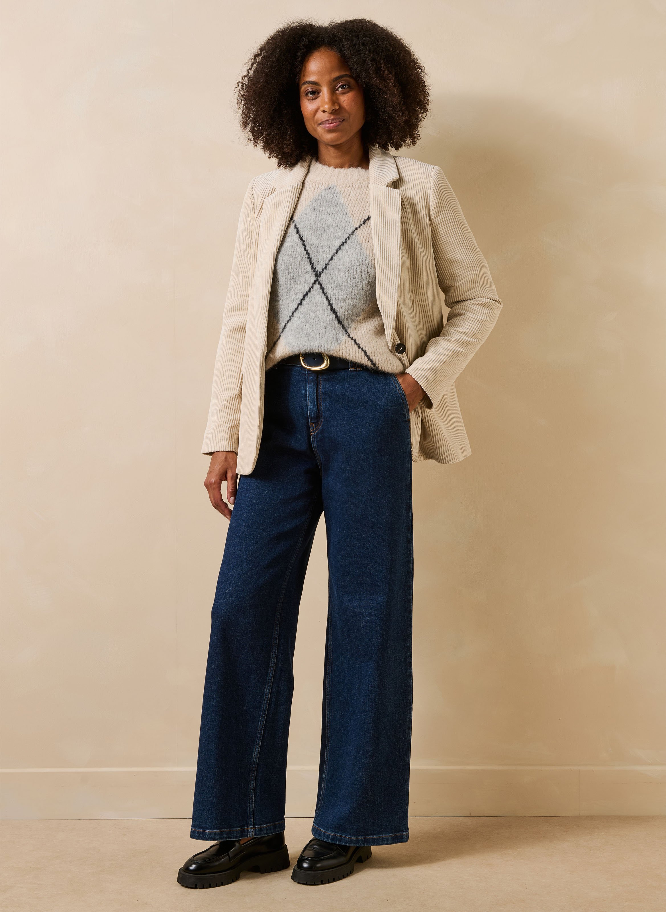 Straight corduroy tailored jacket | Beige LA FEE MARABOUTEE Women