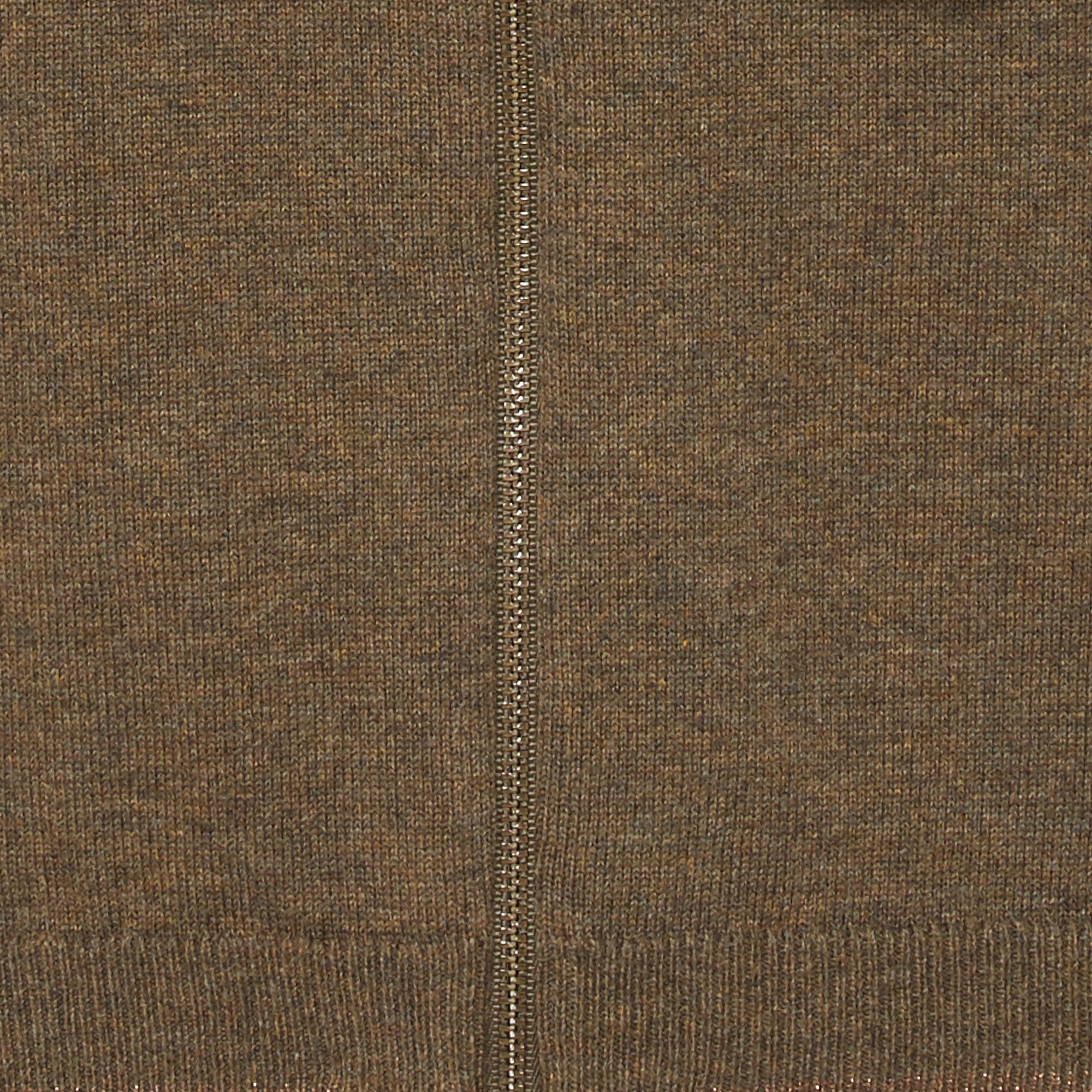 Hooded zip-up cotton cardigan ONE STEP Khaki