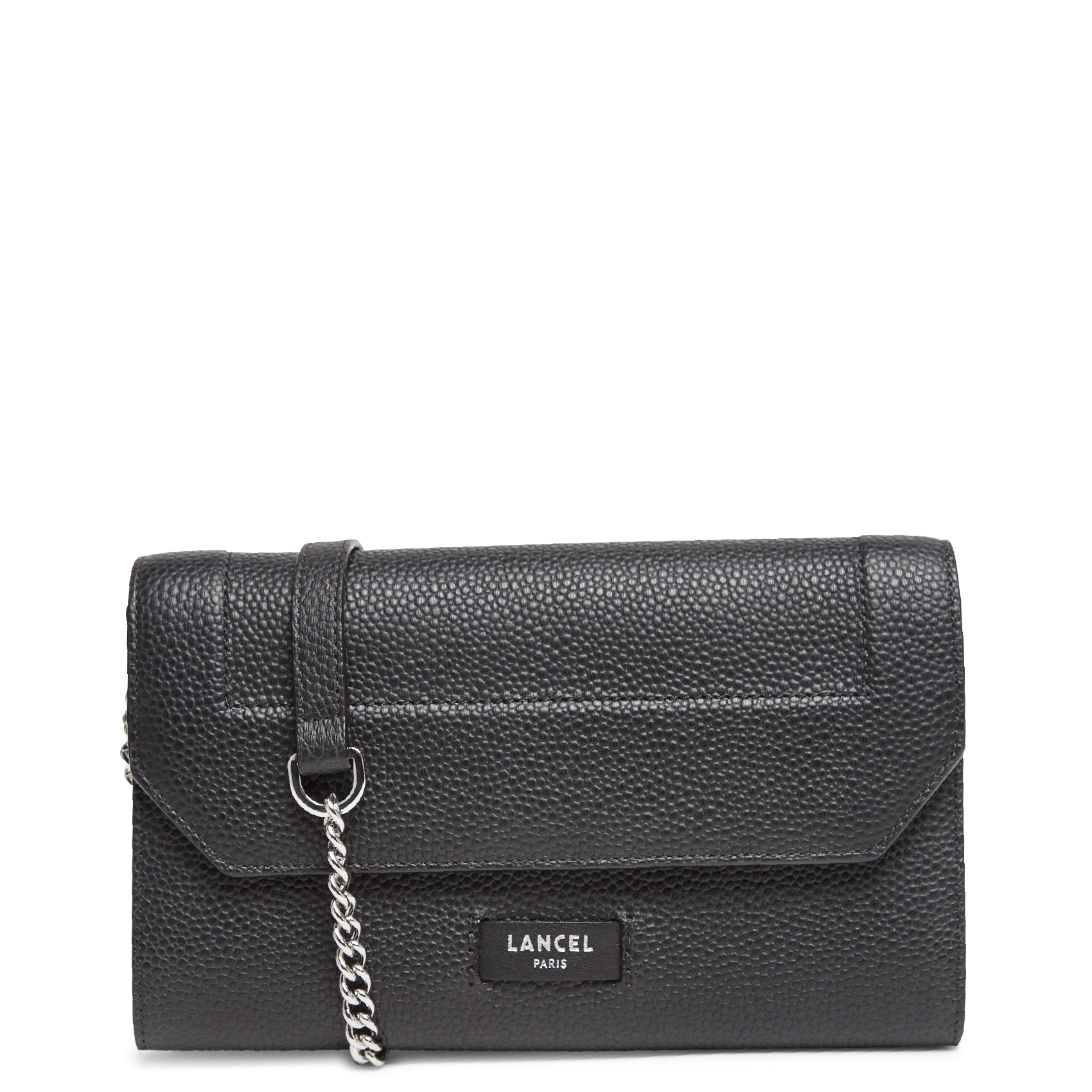 Portefeuille chaîne en cuir de vachette grainé LANCEL Noir