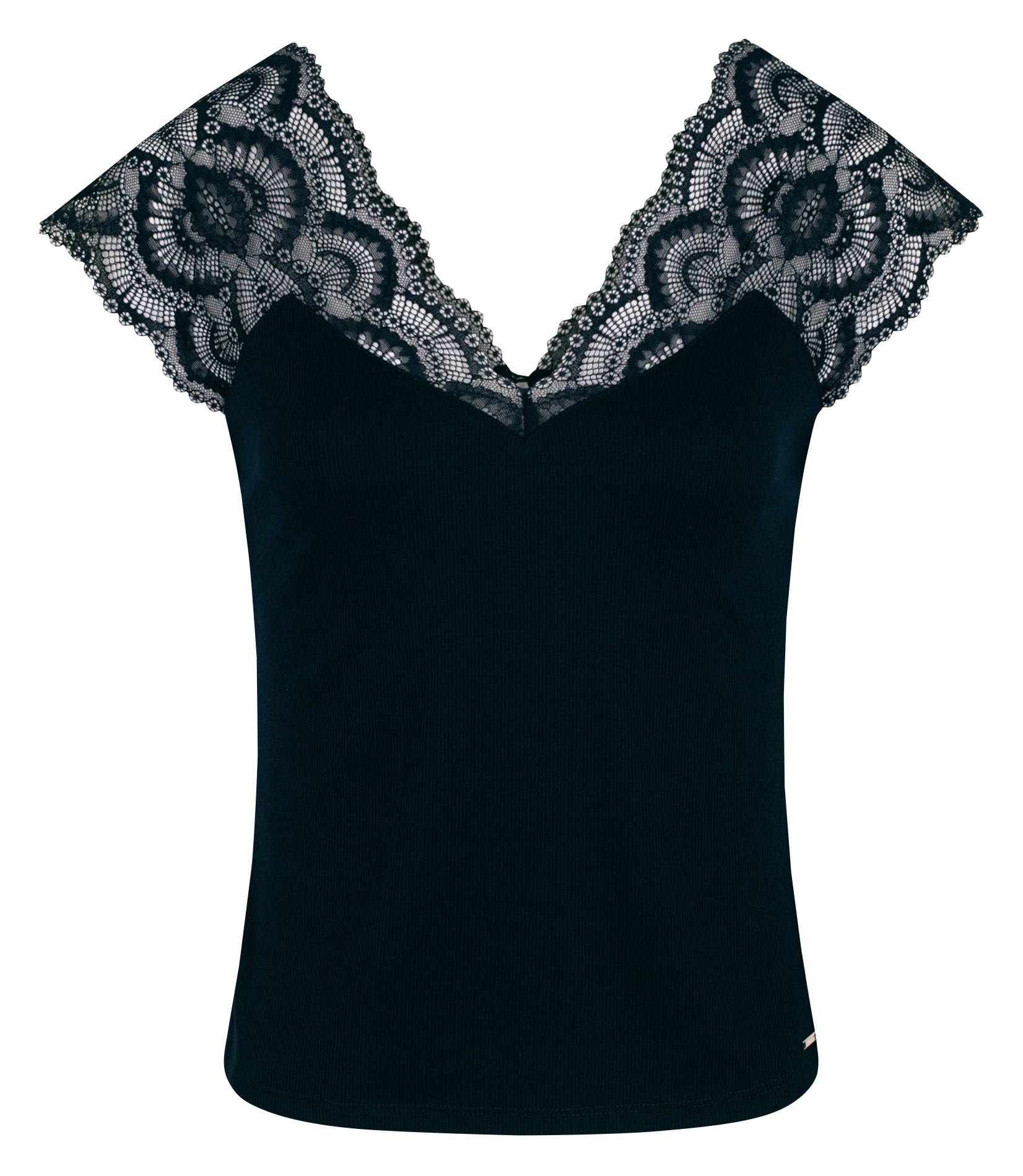 Top manches courtes à dentelle MORGAN Bleu