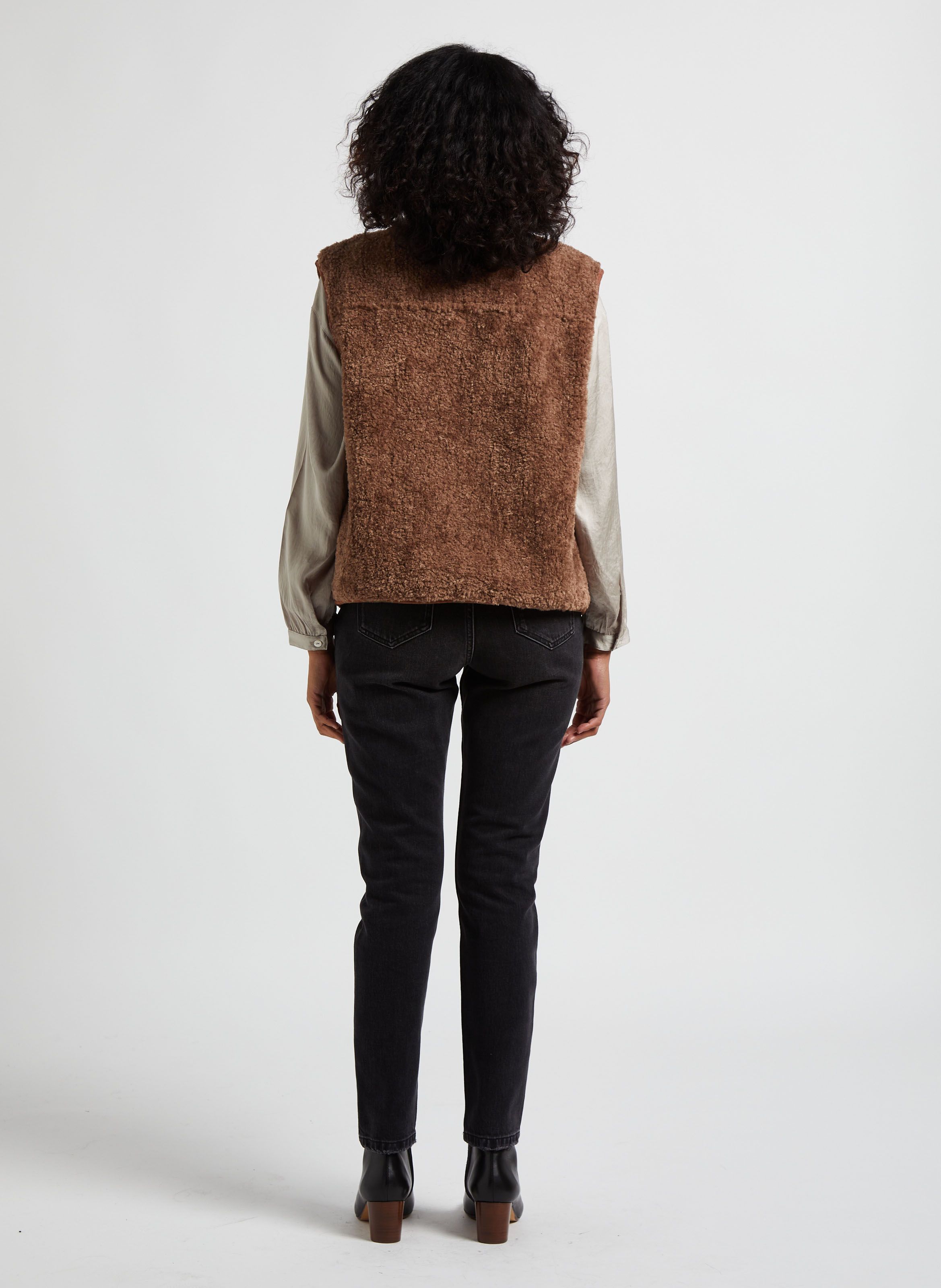 Fake Fur Round-neck Jacket Brown The Korner - Women | Place des